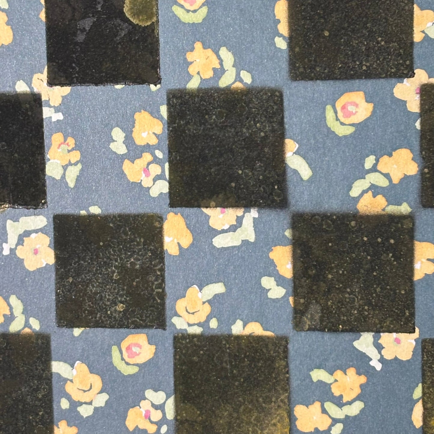 Deep Blue Flowers - Scrapbook Chess Board
