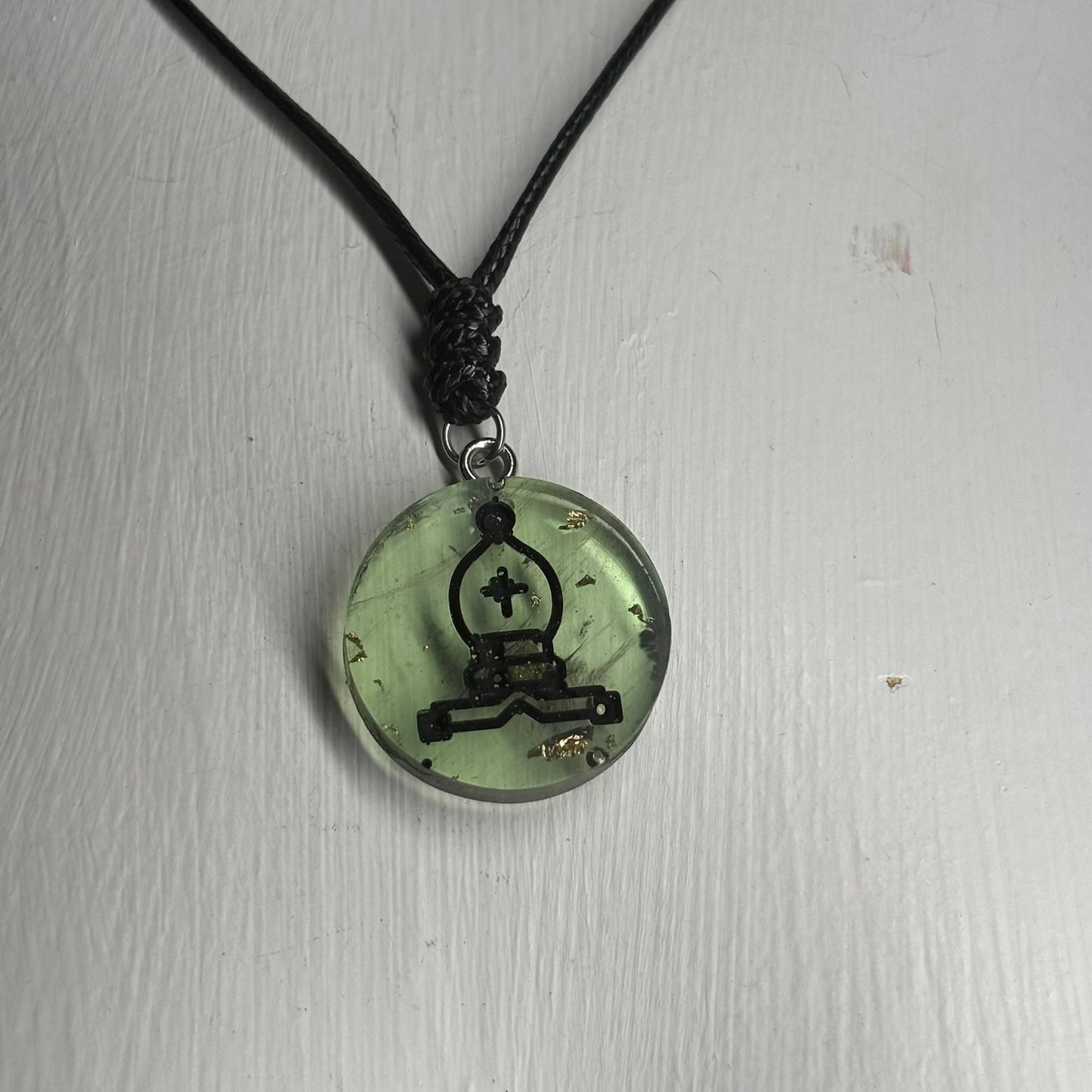 Lime Green Bishop - Handmade Resin Chess Necklace