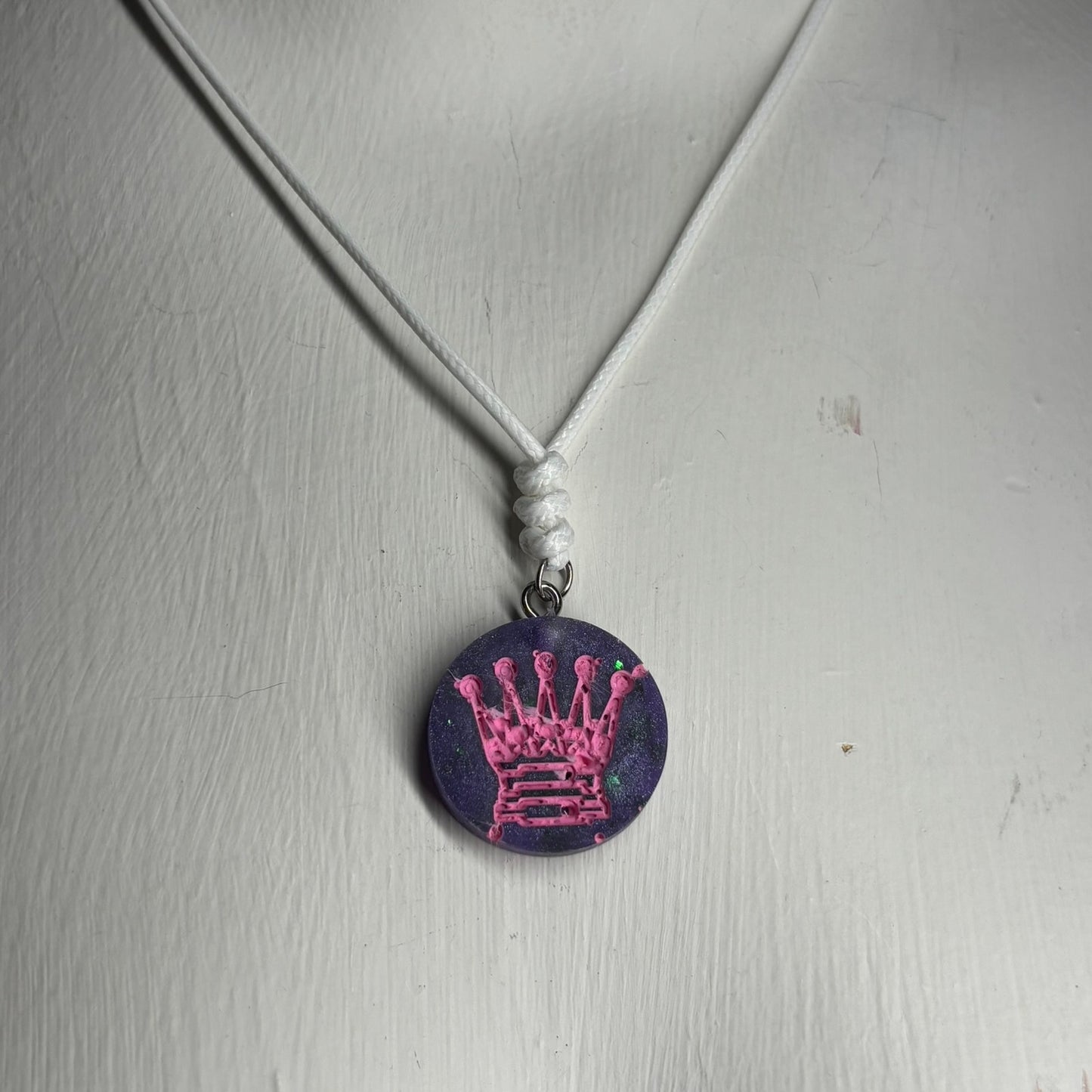 Space Pink Queen - Handmade Resin Chess Necklace