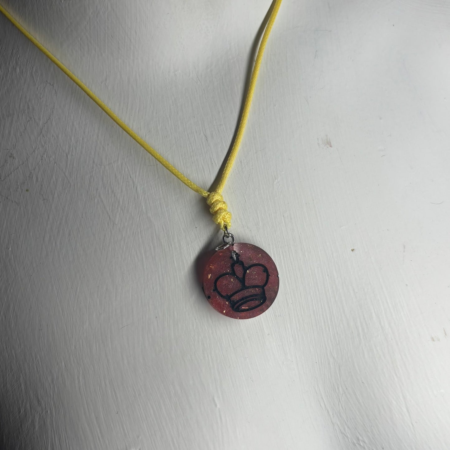 Crystal Dark Red King - Handmade Resin Chess Necklace