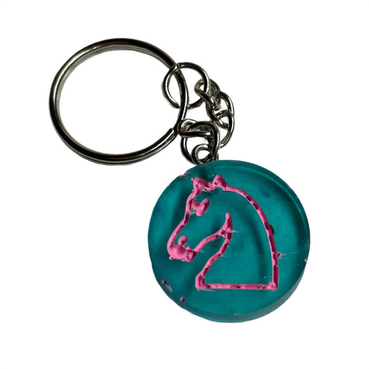 Blue Pink Knight - Handmade Resin Keychain - Flat Edition