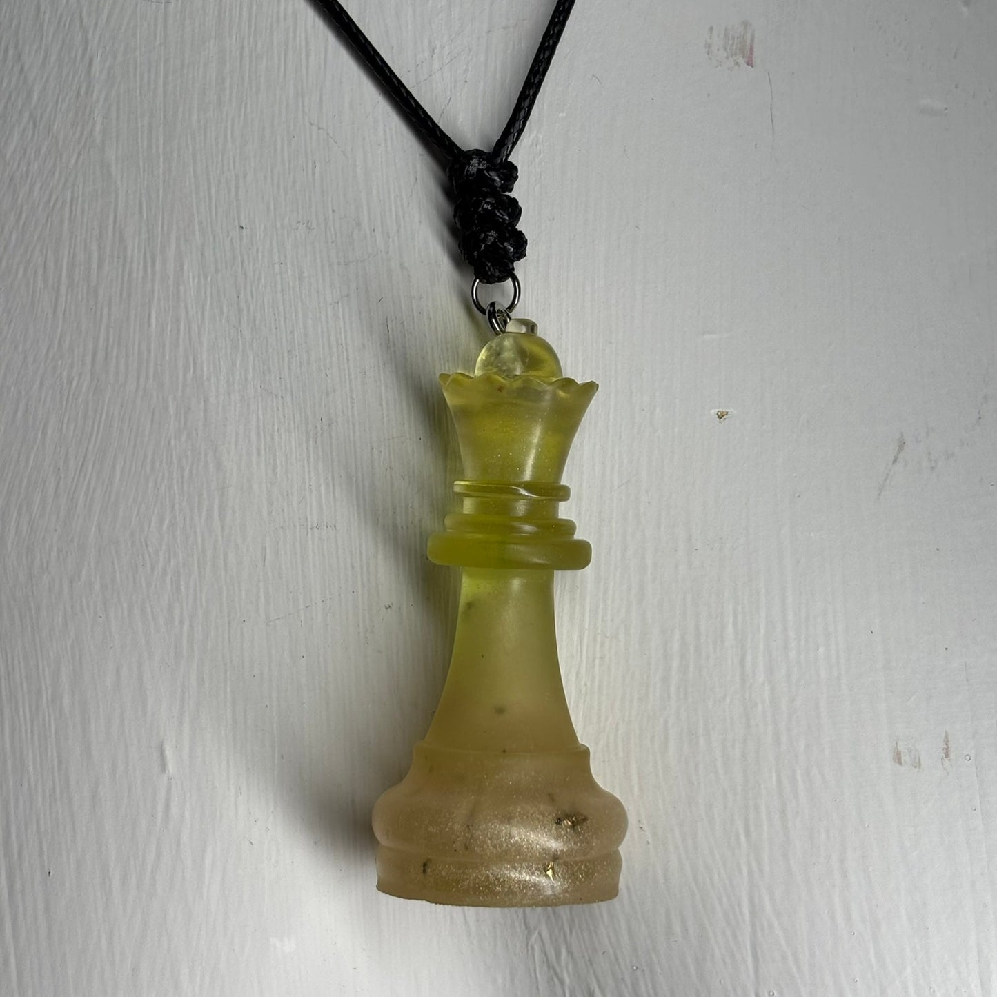Transparent Yellow Queen - Handmade Resin Chess Necklace
