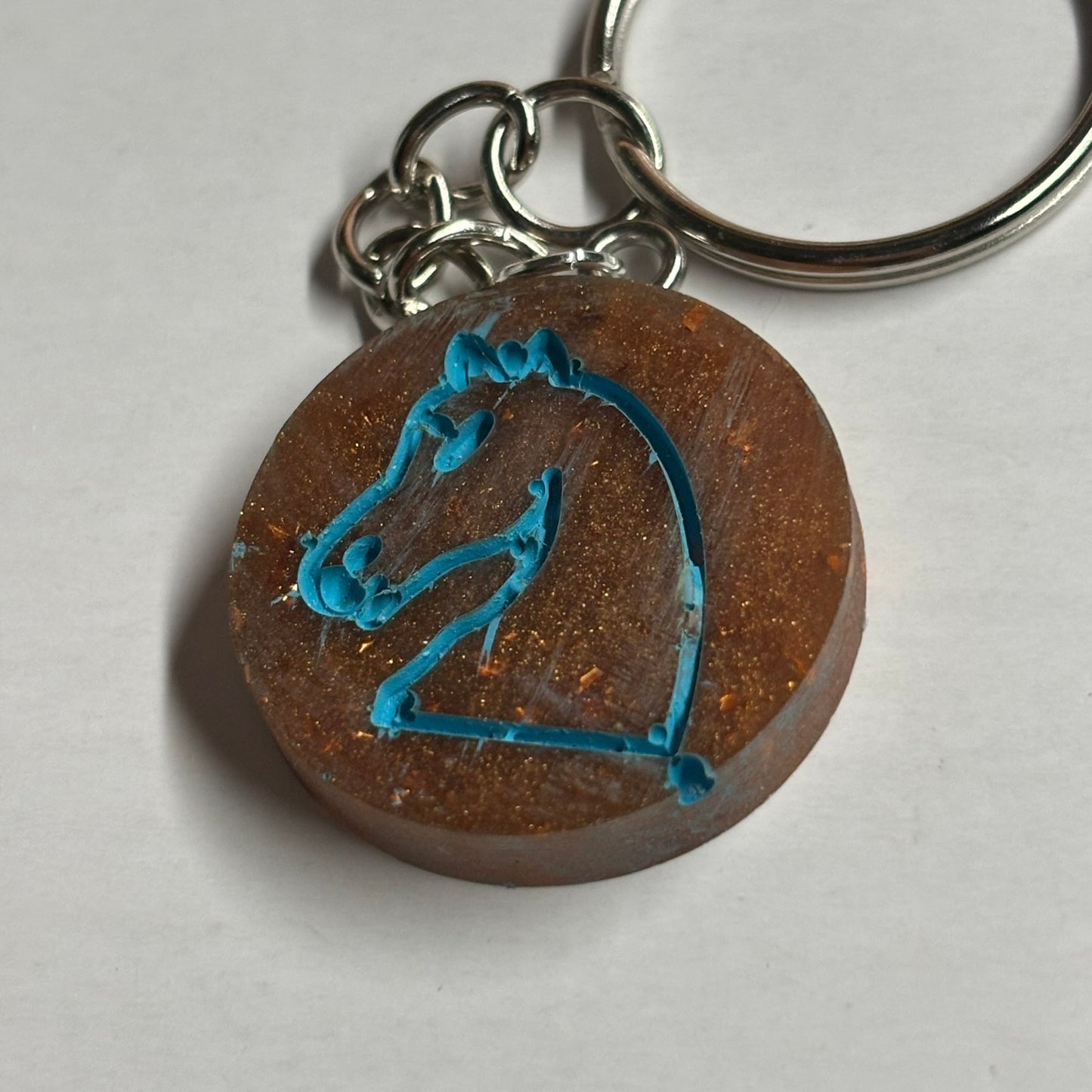 Rustic Blue Knight - Handmade Resin Keychain