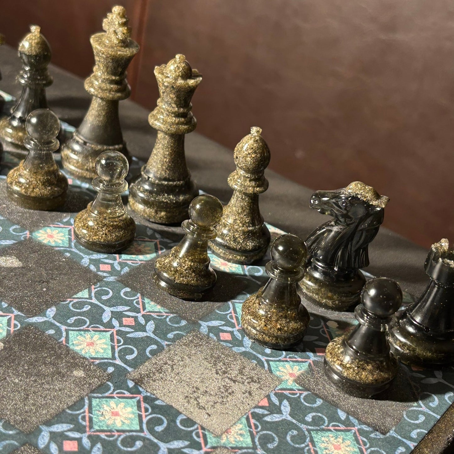 Vintage Aqua Pattern - Scrapbook Chess Set
