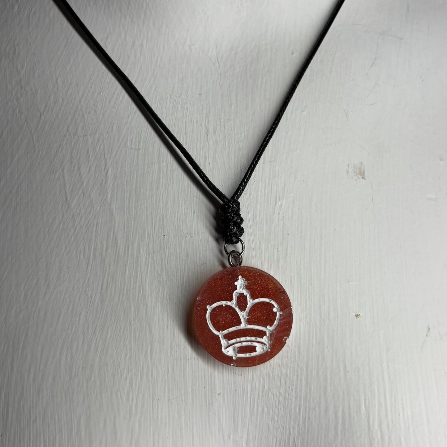 Hot Orange King - Handmade Resin Chess Necklace