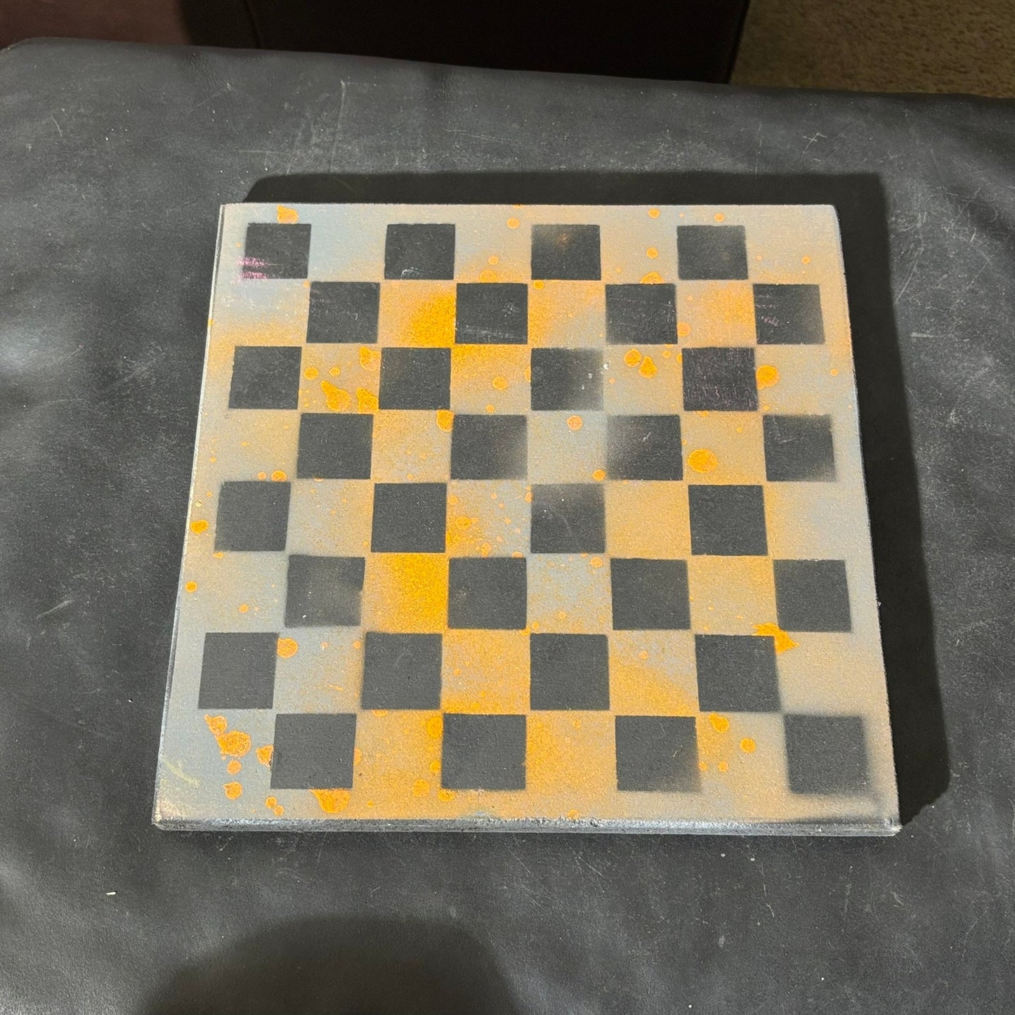 Gray & Orange - Painted Chess Set