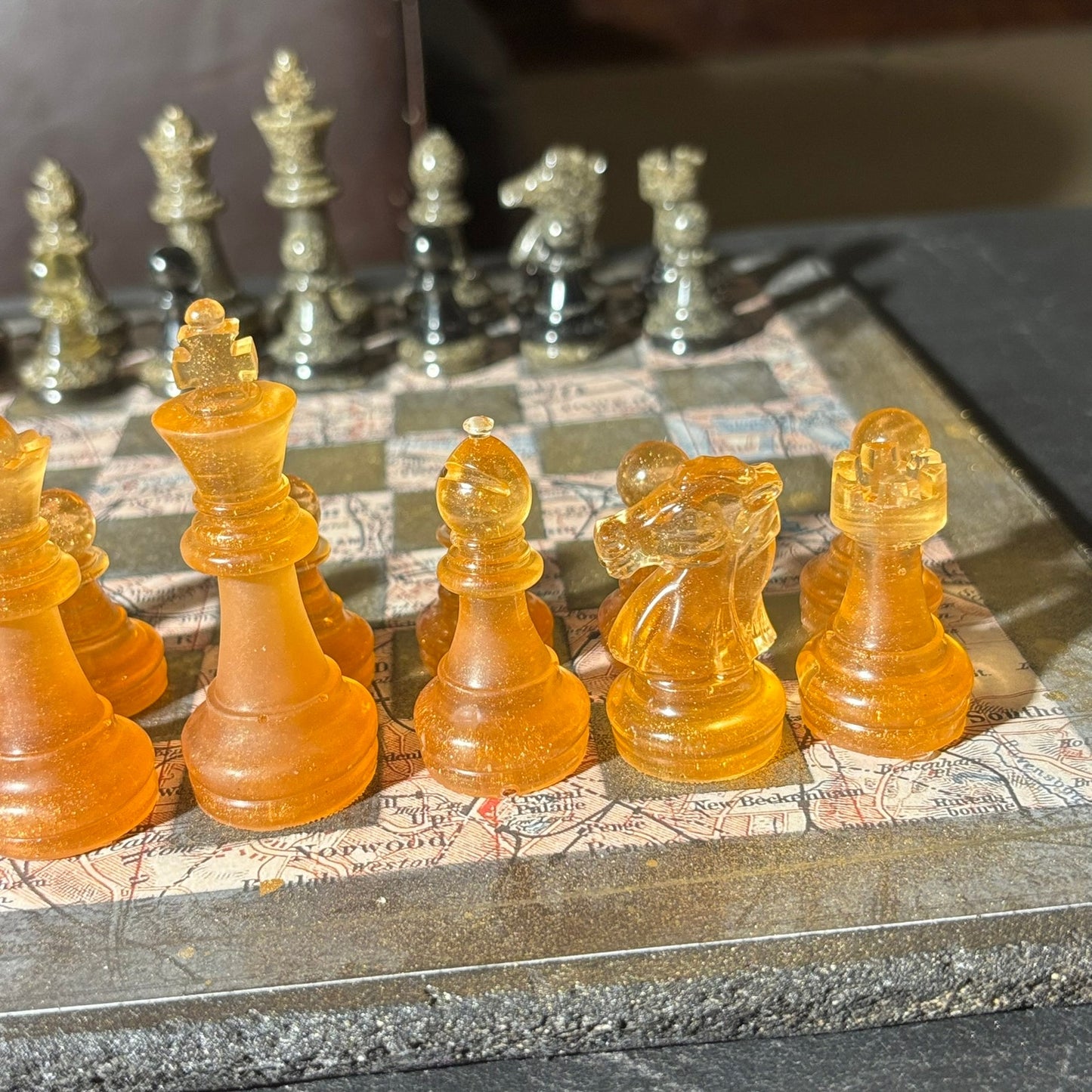 Amber Maps Pattern - Scrapbook Chess Set