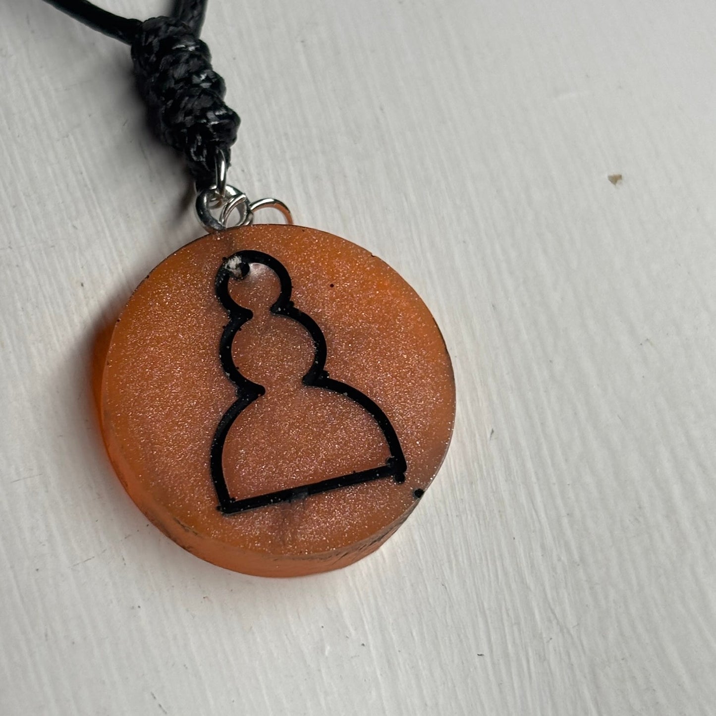 Orange Pawn - Handmade Resin Chess Necklace