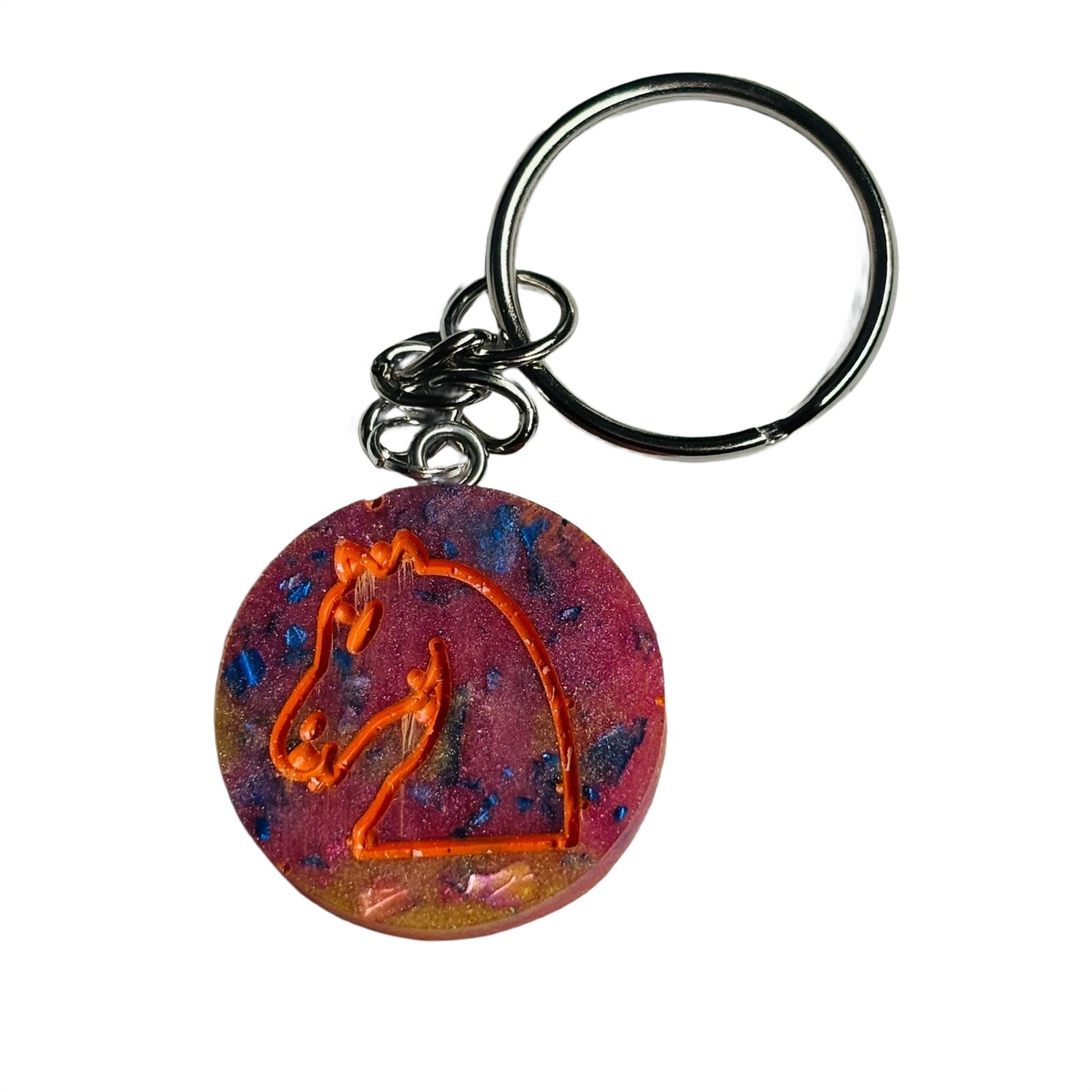 Pink/Orange Knight - Handmade Resin Keychain