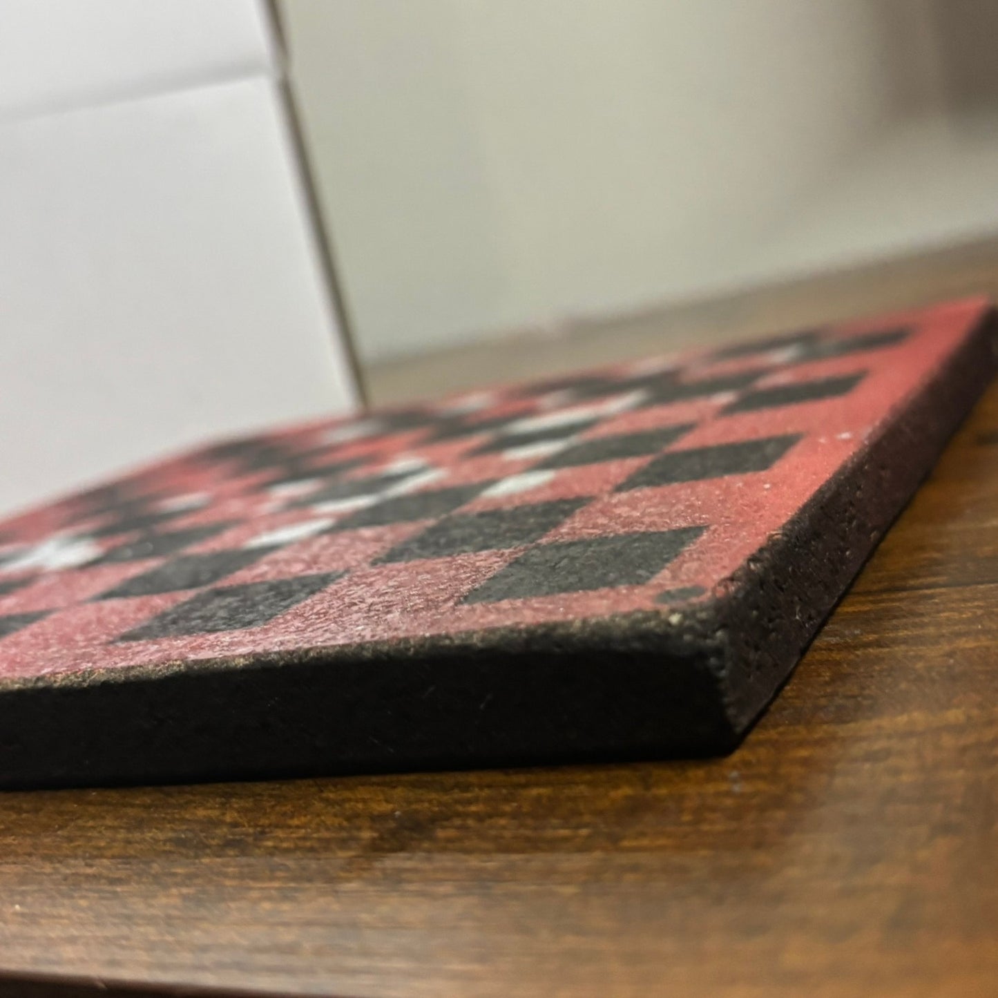 Red & Black Chrome Drip - Painted Double Sided Chess Board
