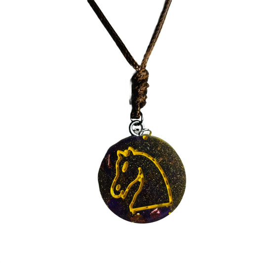 Purple Knight - Handmade Resin Chess Necklace