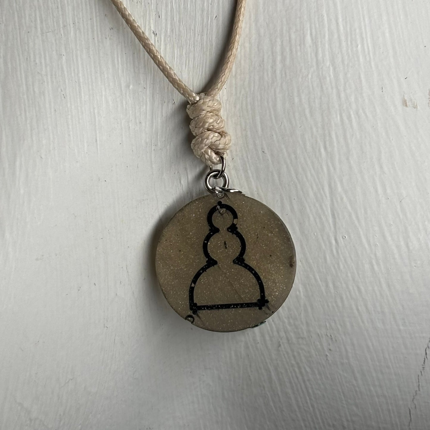 Brown Cream Pawn - Handmade Resin Chess Necklace