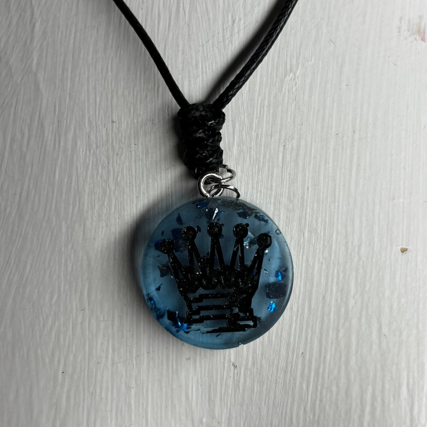 Translucent Blue Queen - Handmade Resin Chess Necklace