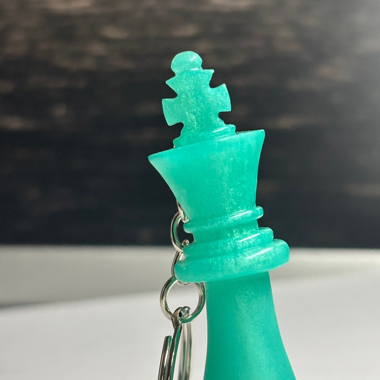 Aqua Green King - Handmade Resin Keychain