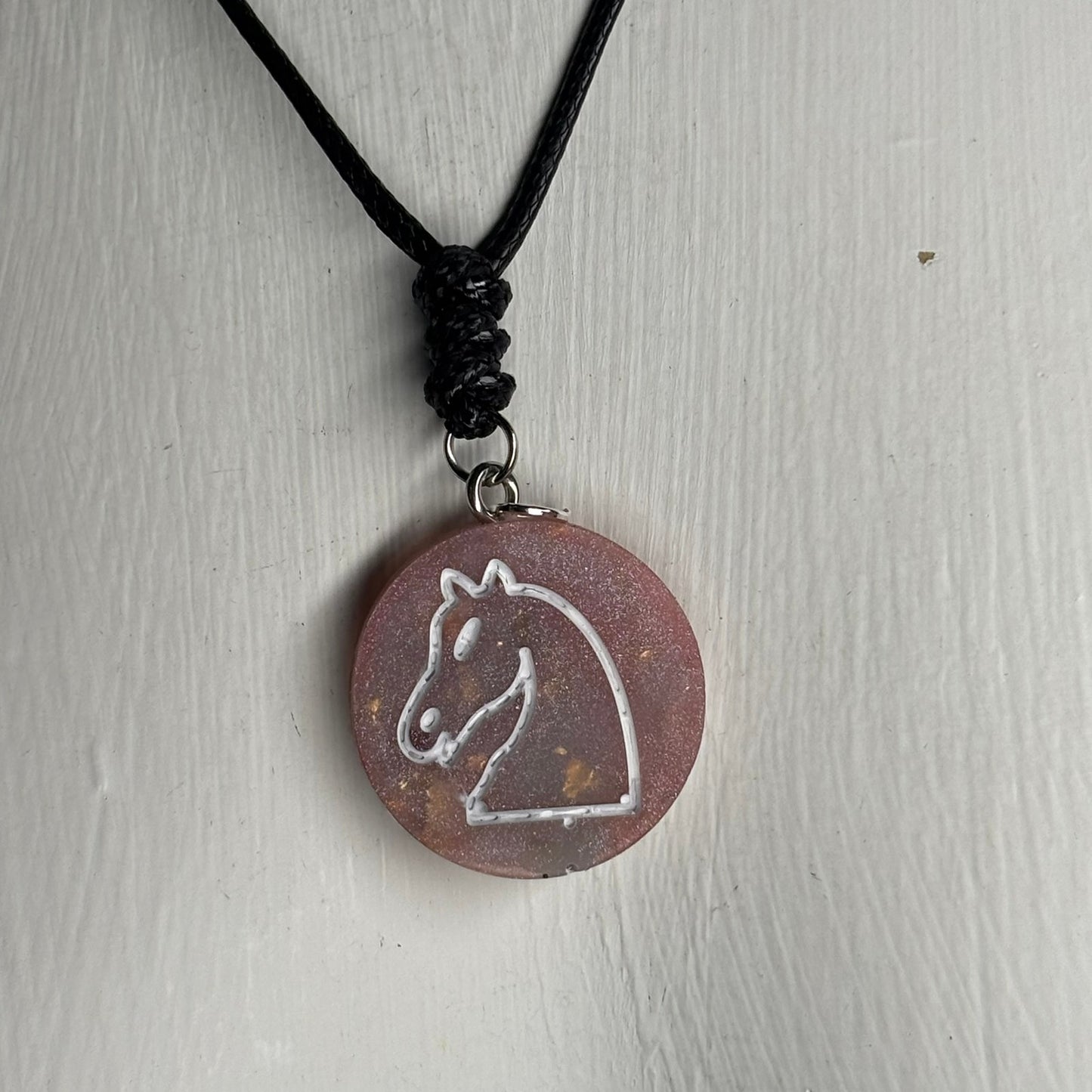 Classic Pink Knight - Handmade Resin Chess Necklace