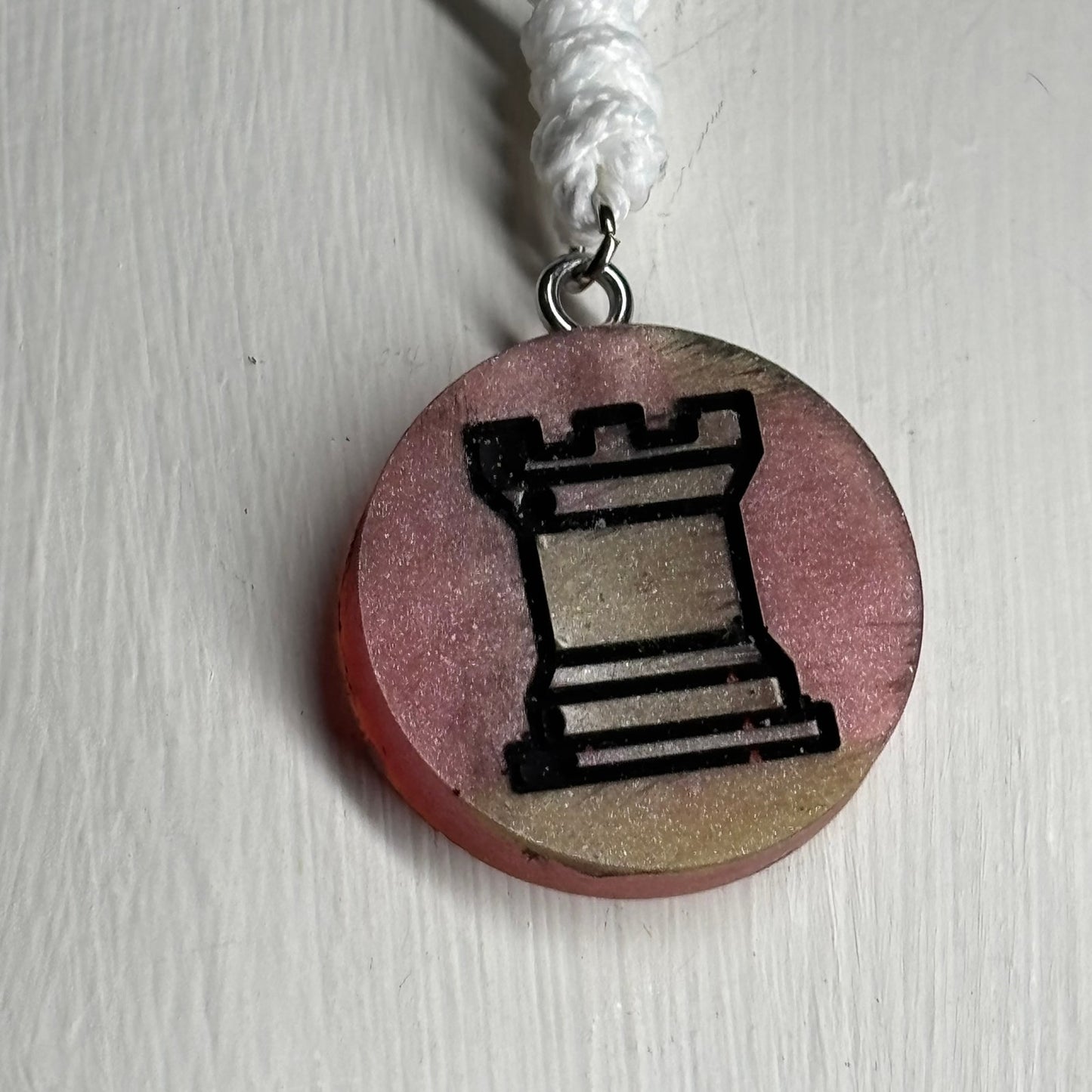 Rotten Red Rook - Handmade Resin Chess Necklace