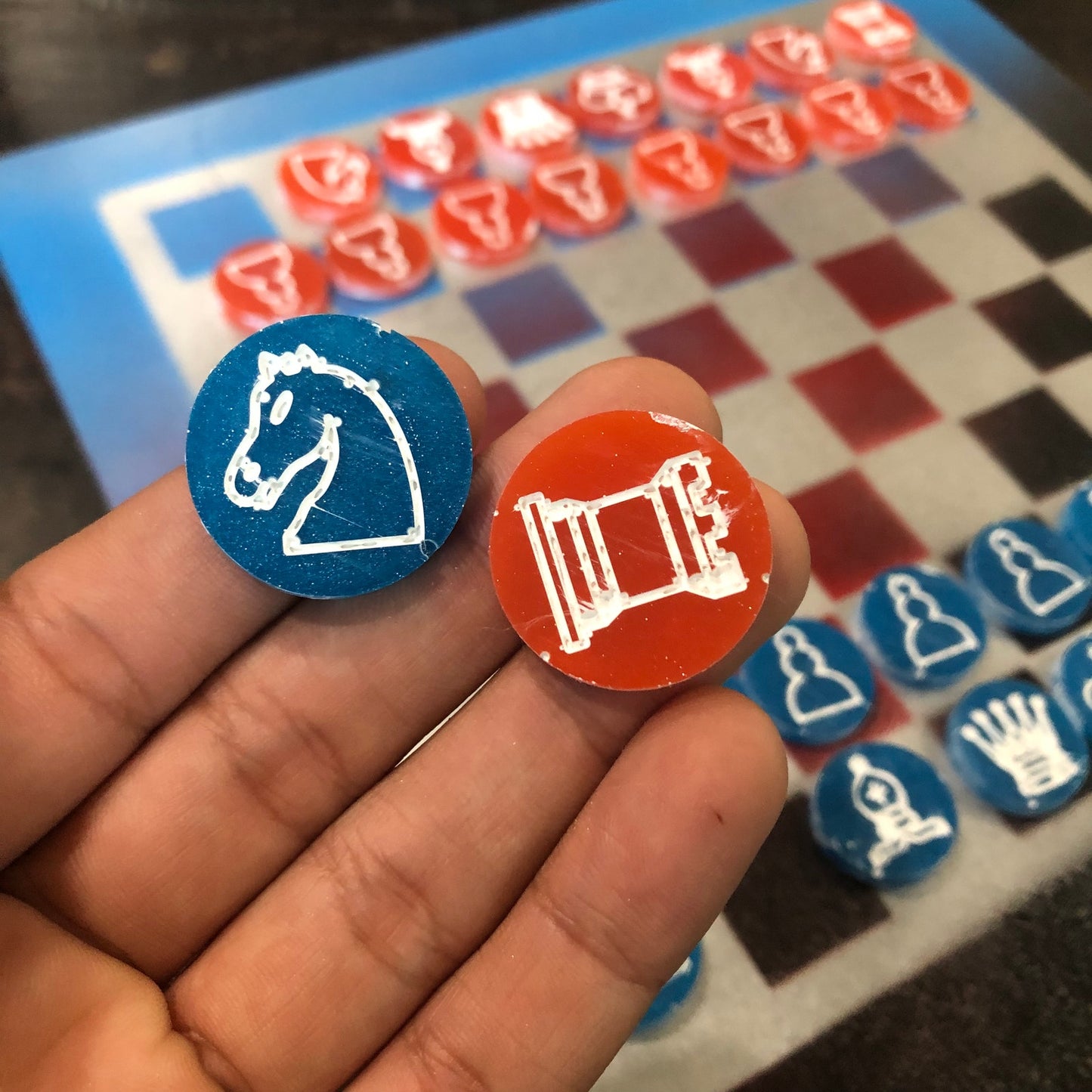 Rocket Chromed - Painted Chess Set