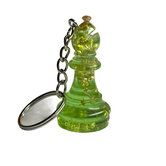 Lime Gold Bishop - Handmade Resin Keychain