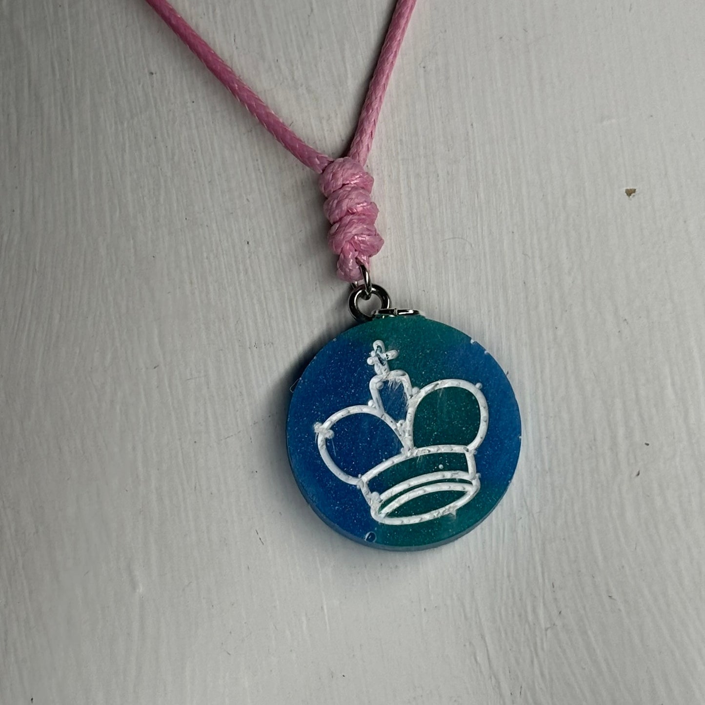 Blue King - Handmade Resin Chess Necklace