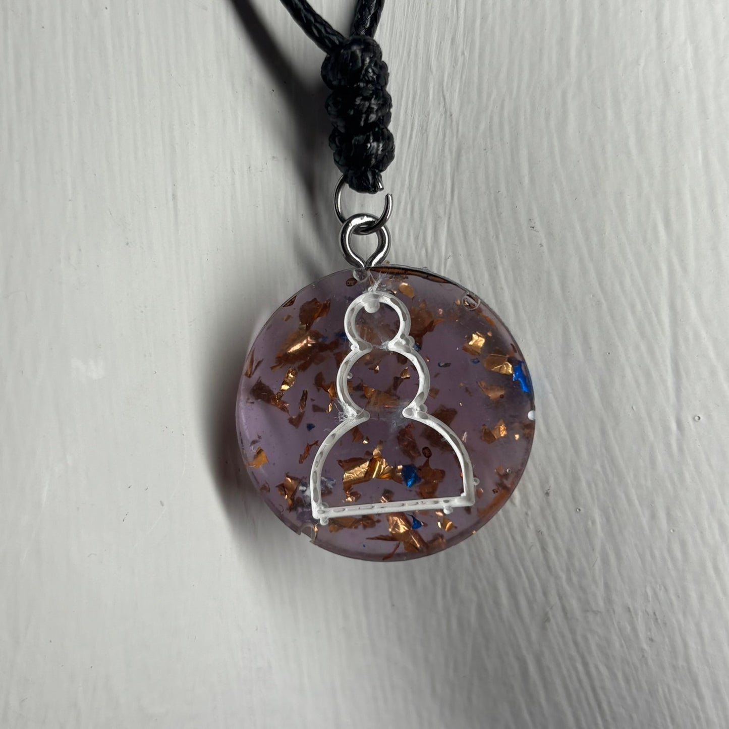 Purple Crystal Pawn - Handmade Resin Chess Necklace