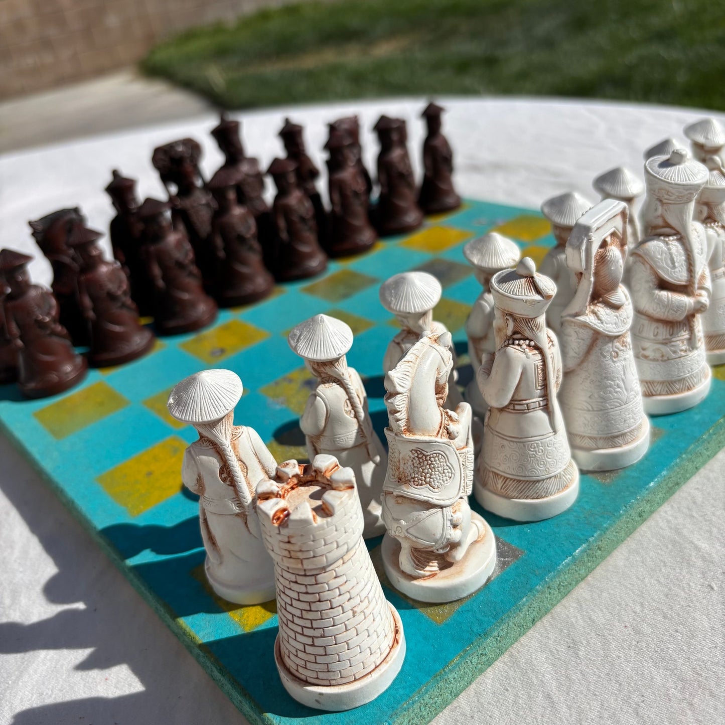 Yellow & Light Blue - Chinese Edition Chess Set