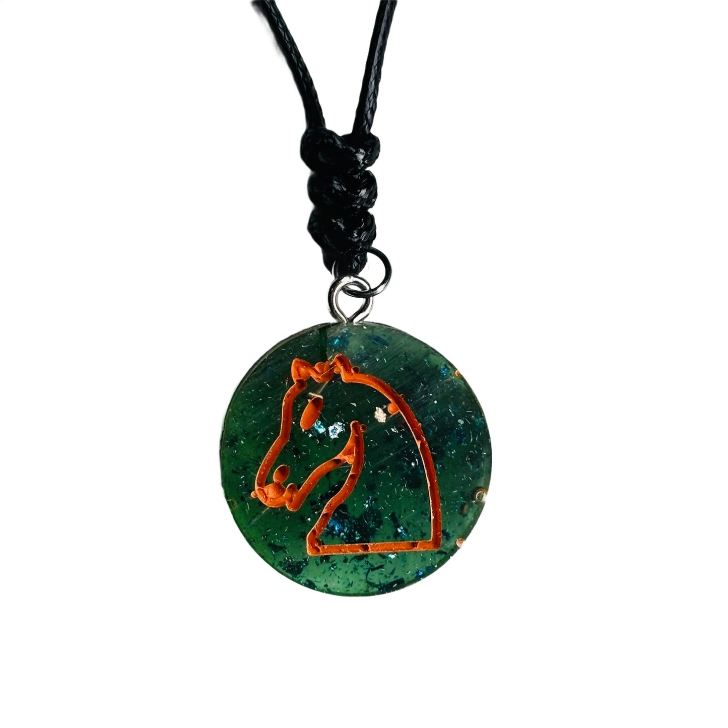 Green Forest Knight - Handmade Resin Chess Necklace