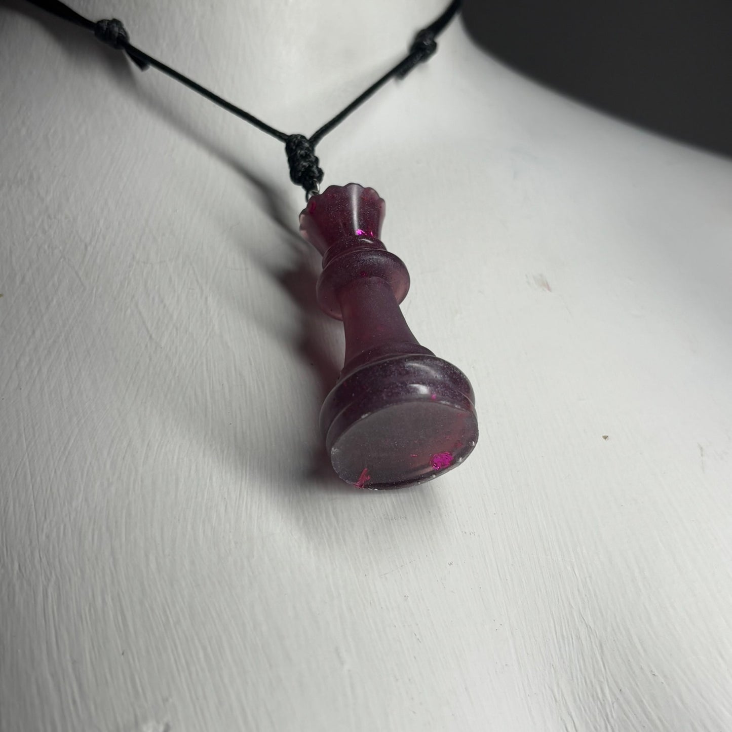 Dark Purple Queen - Handmade Resin Chess Necklace