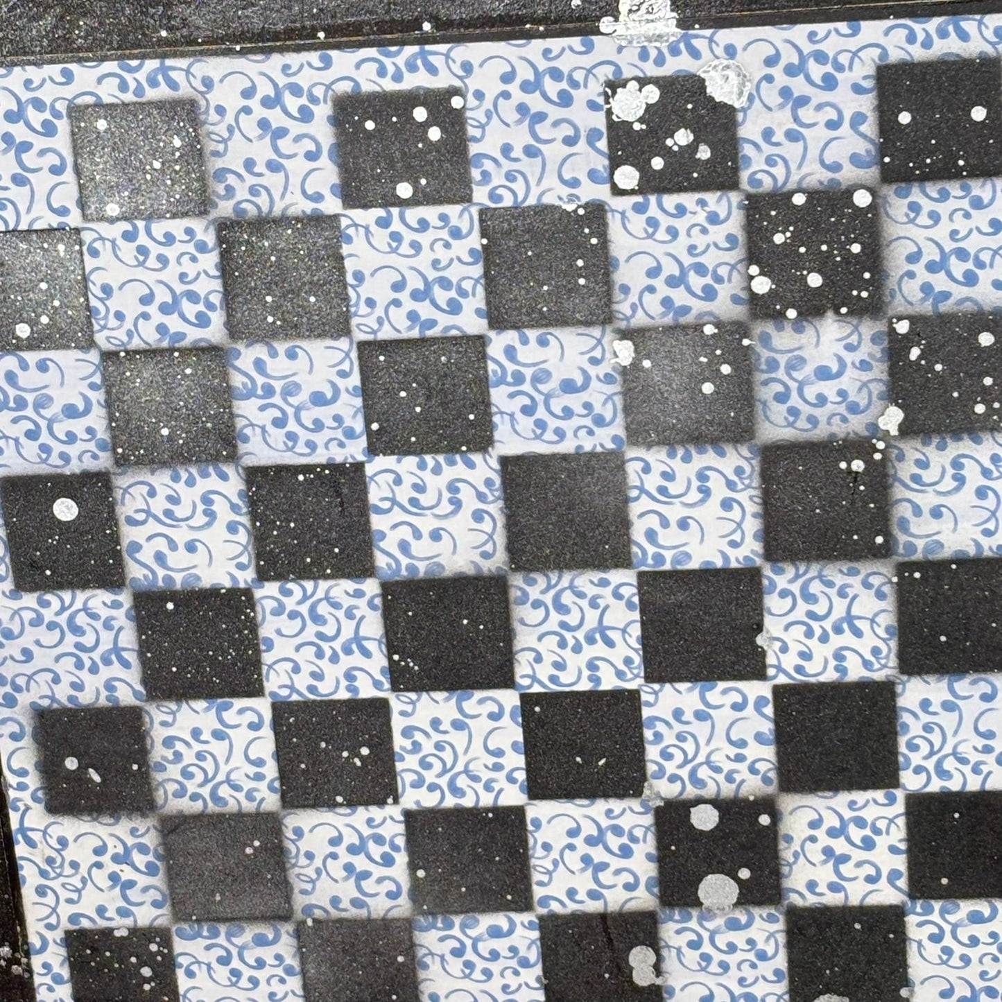 Blue Wave Pattern - Large Scrapbook Chess Board