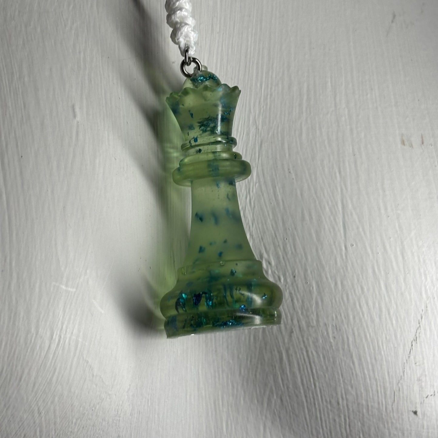 Green Crystal Queen - Handmade Resin Chess Necklace