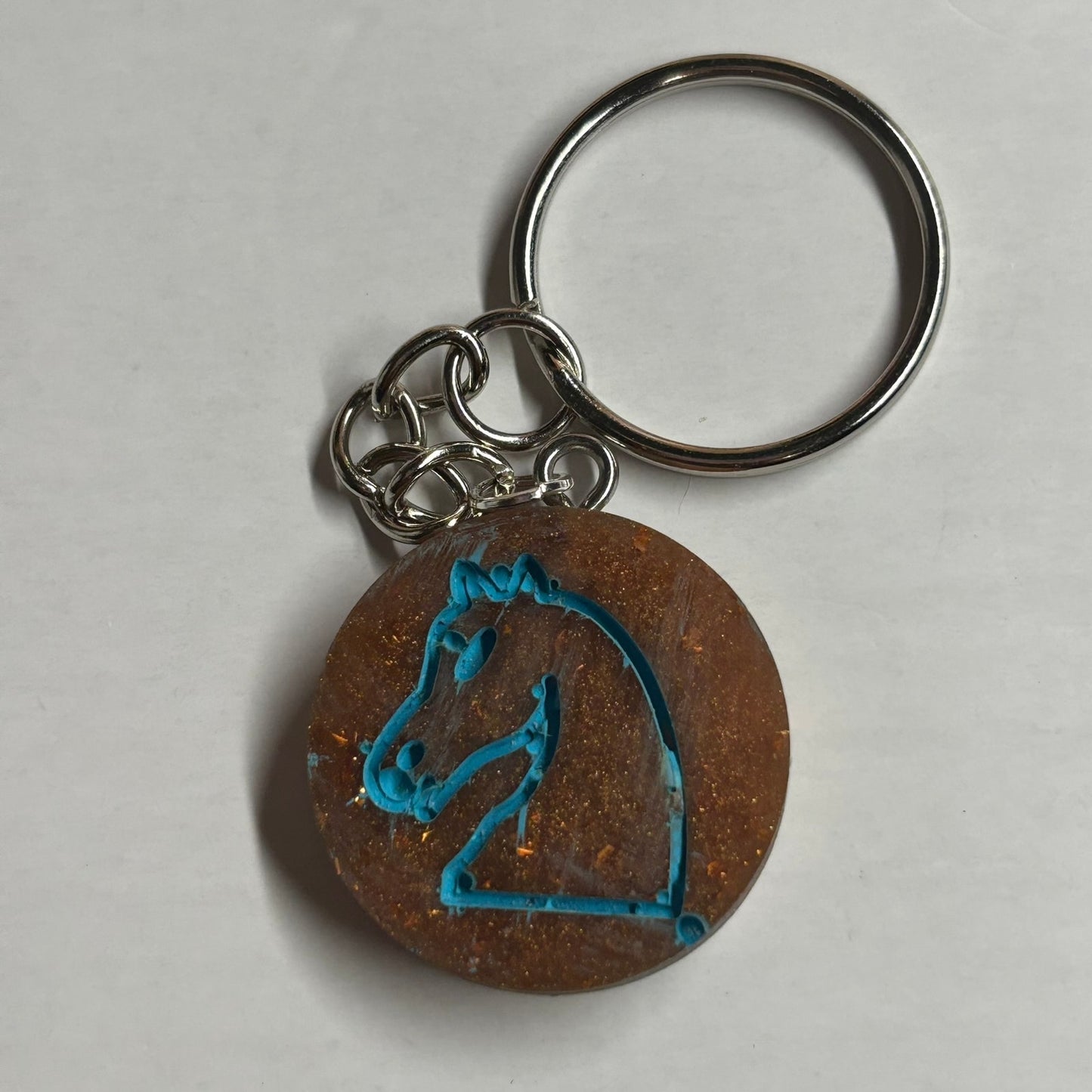 Rustic Blue Knight - Handmade Resin Keychain