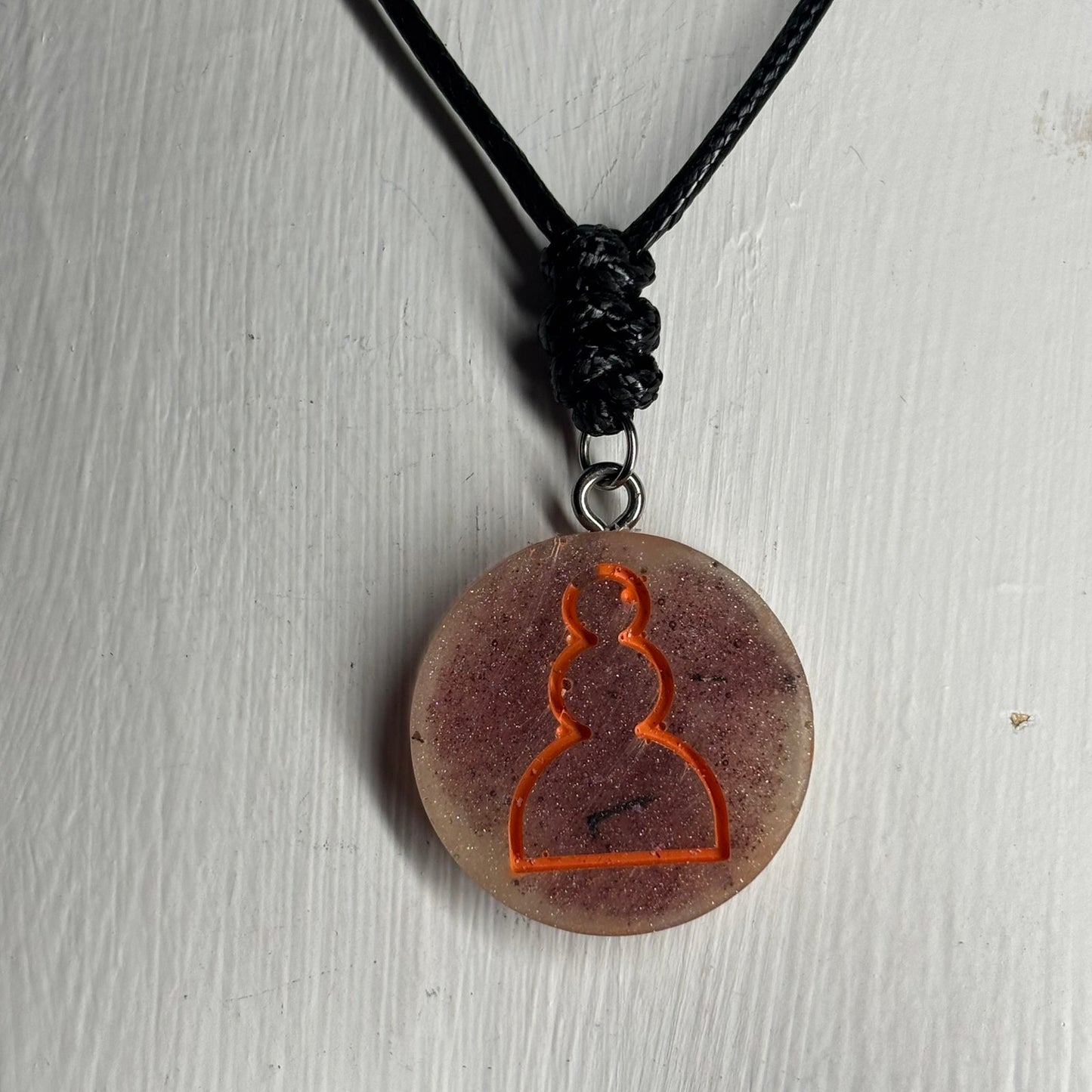 Orange Pawn - Handmade Resin Chess Necklace
