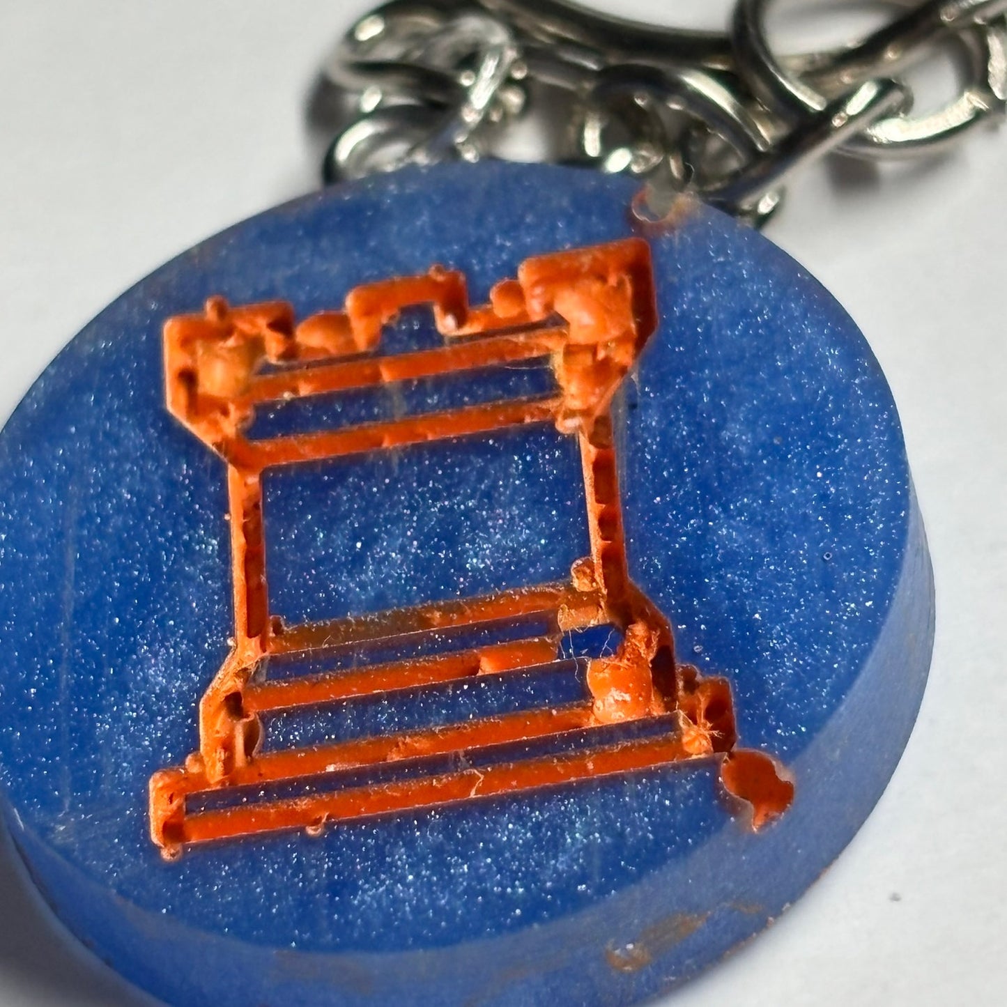 Blue Orange Rook - Handmade Resin Keychain