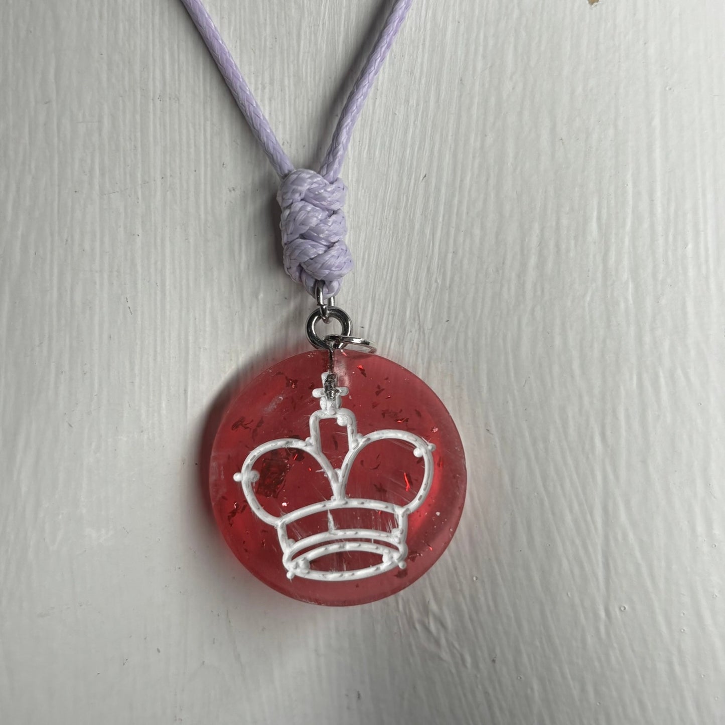 Red Sparkle King - Handmade Resin Chess Necklace