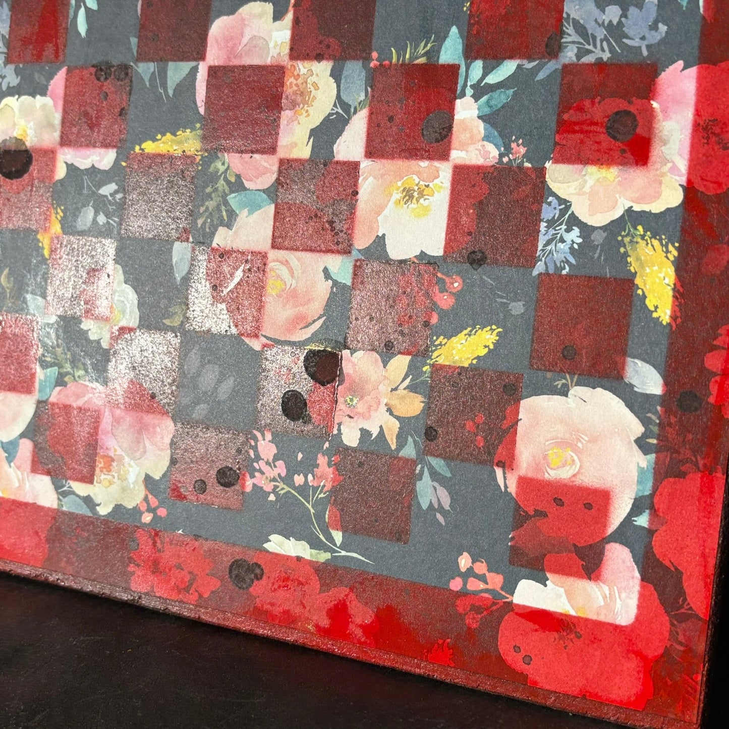 Cherry Red Vintage - Scrapbook Chess Board
