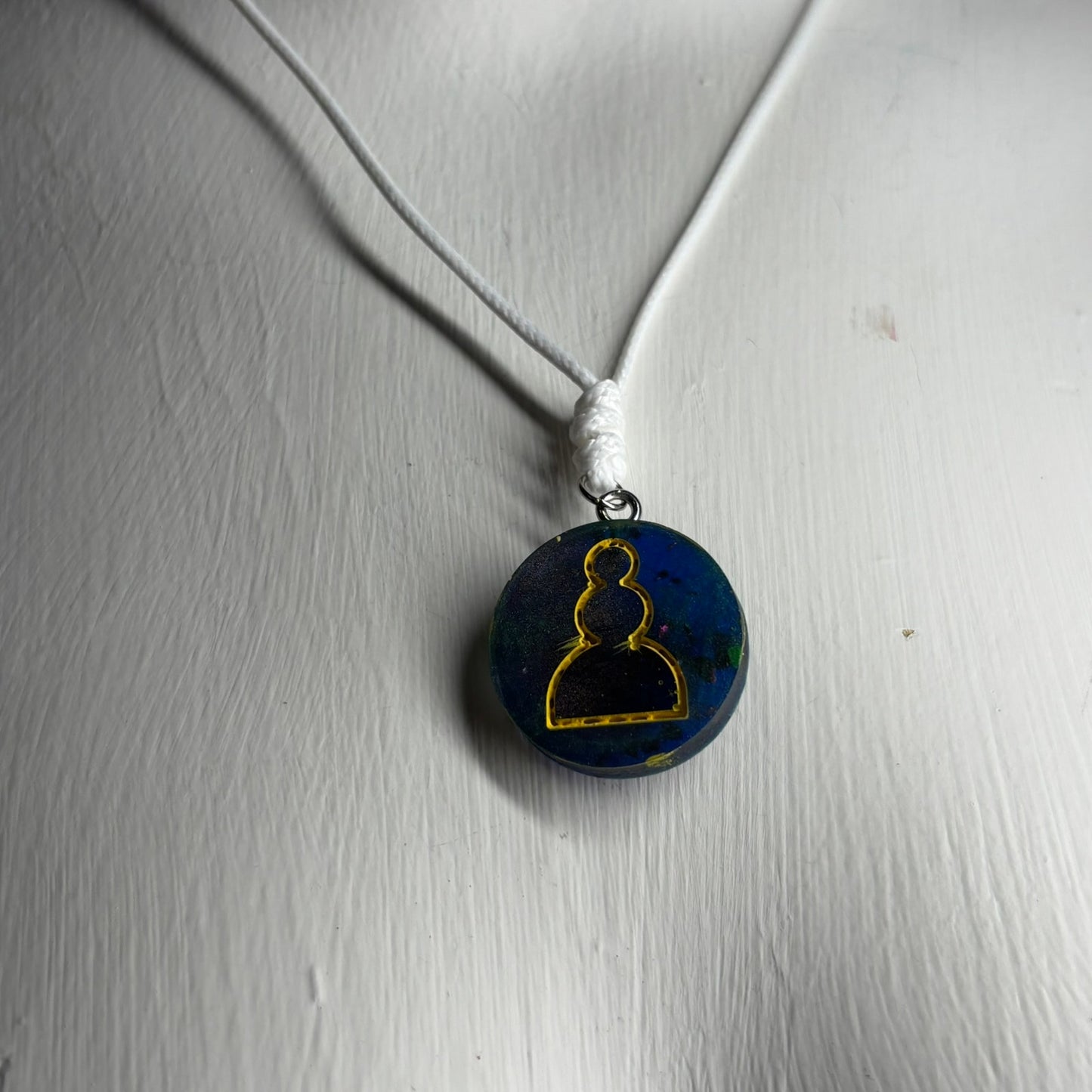 Navy Blue Pawn - Handmade Resin Chess Necklace