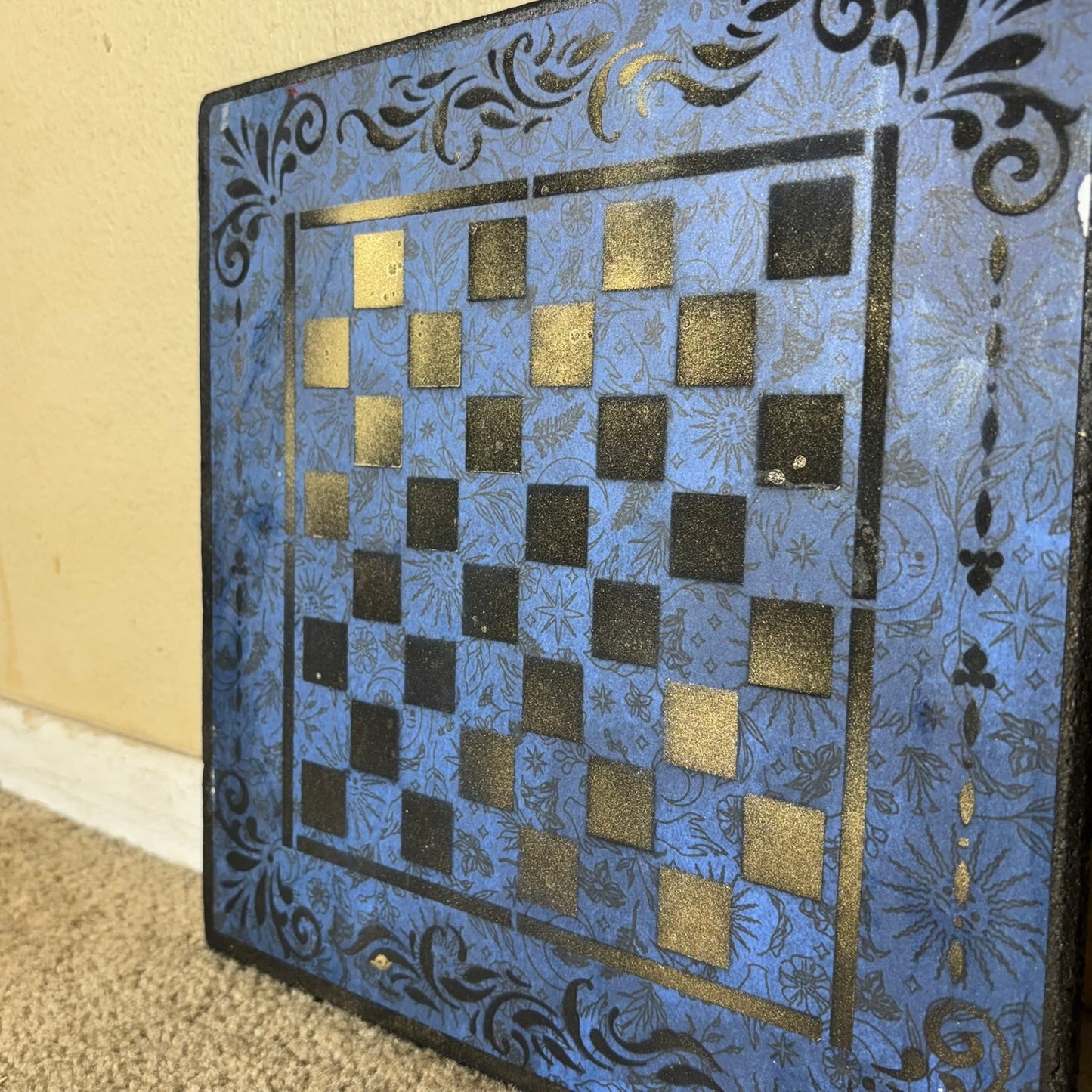 Dark Blue Gold - Scrapbook Chess Board