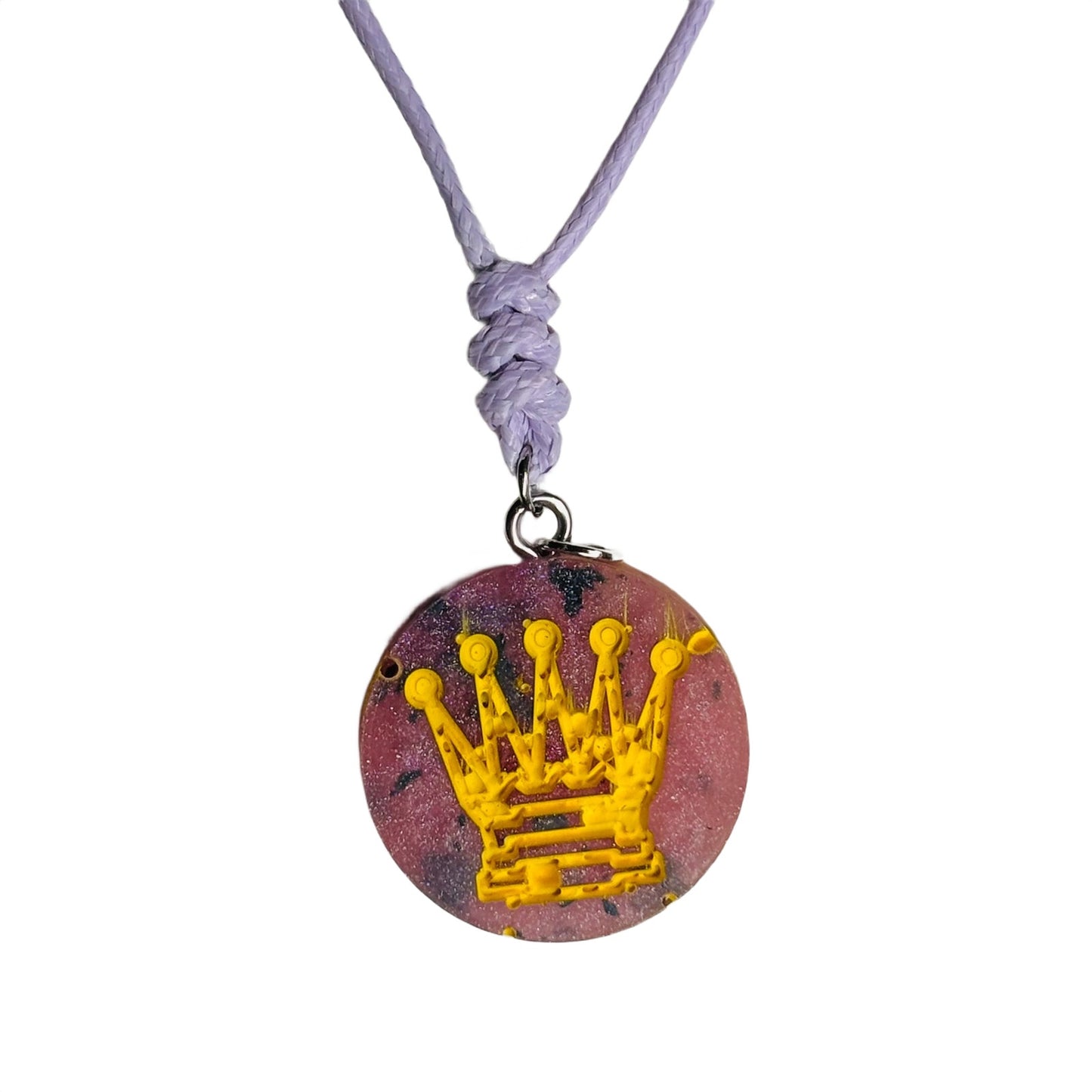 Purple Patterned Queen - Handmade Resin Chess Necklace