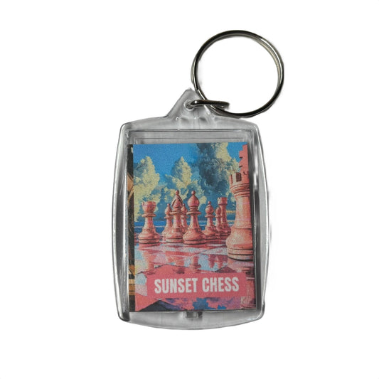 Pink Supreme - Sunset Chess Photo Keychain