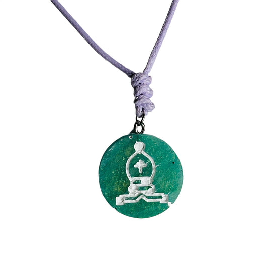 Green Bishop - Handmade Resin Chess Necklace