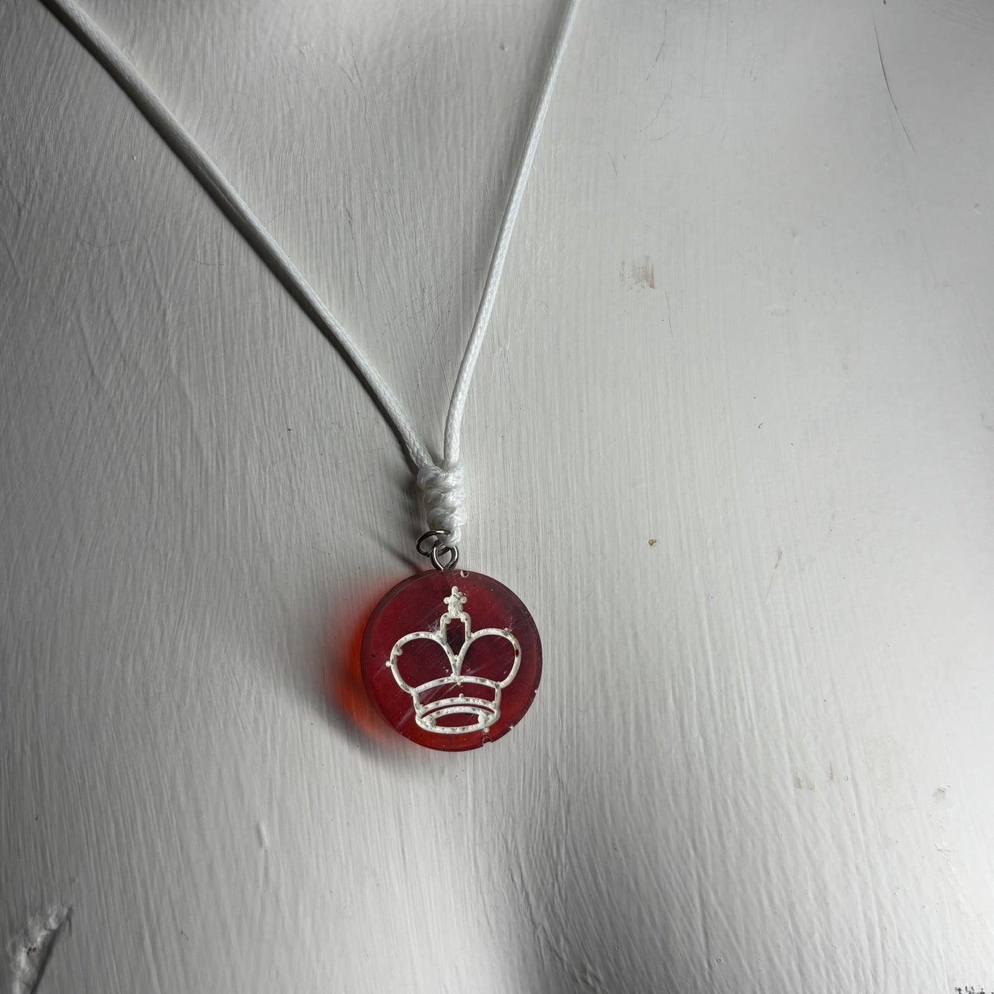 Translucent Red King - Handmade Resin Chess Necklace