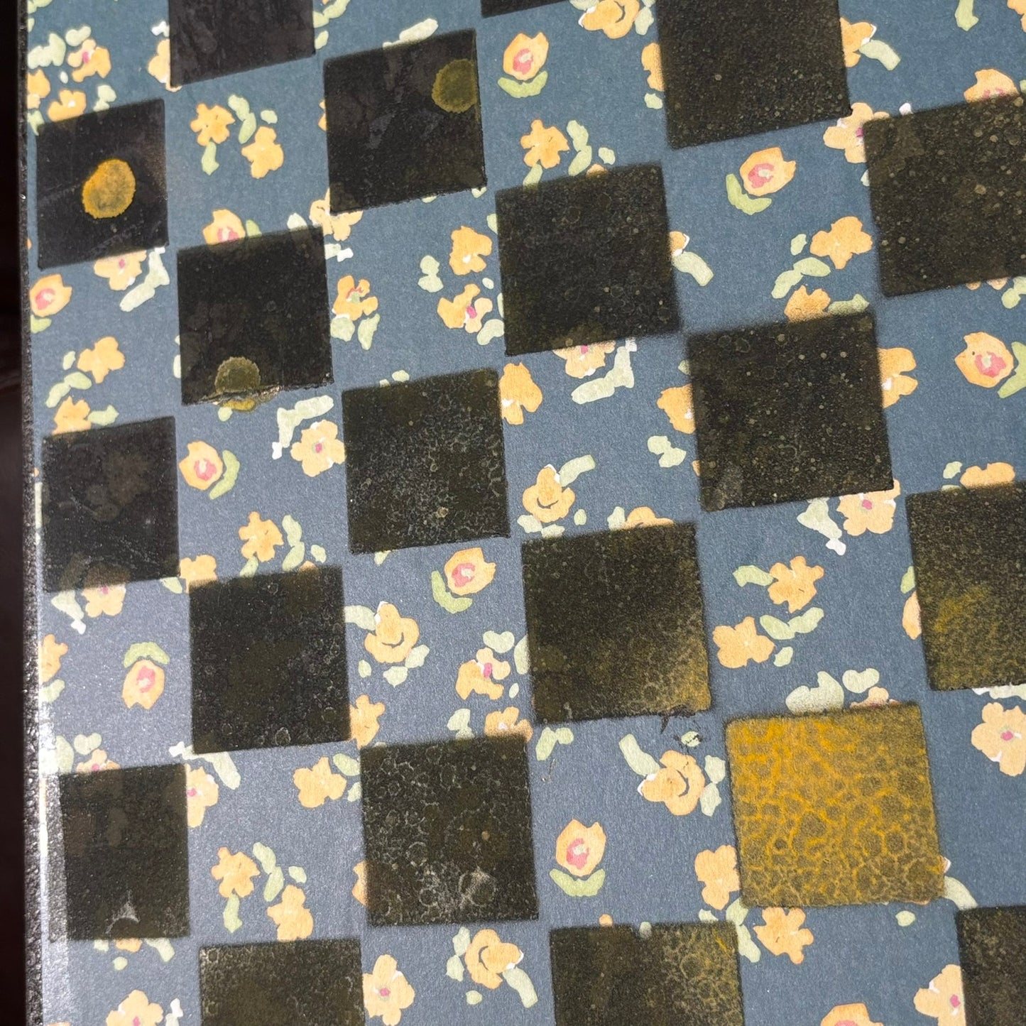Deep Blue Flowers - Scrapbook Chess Board