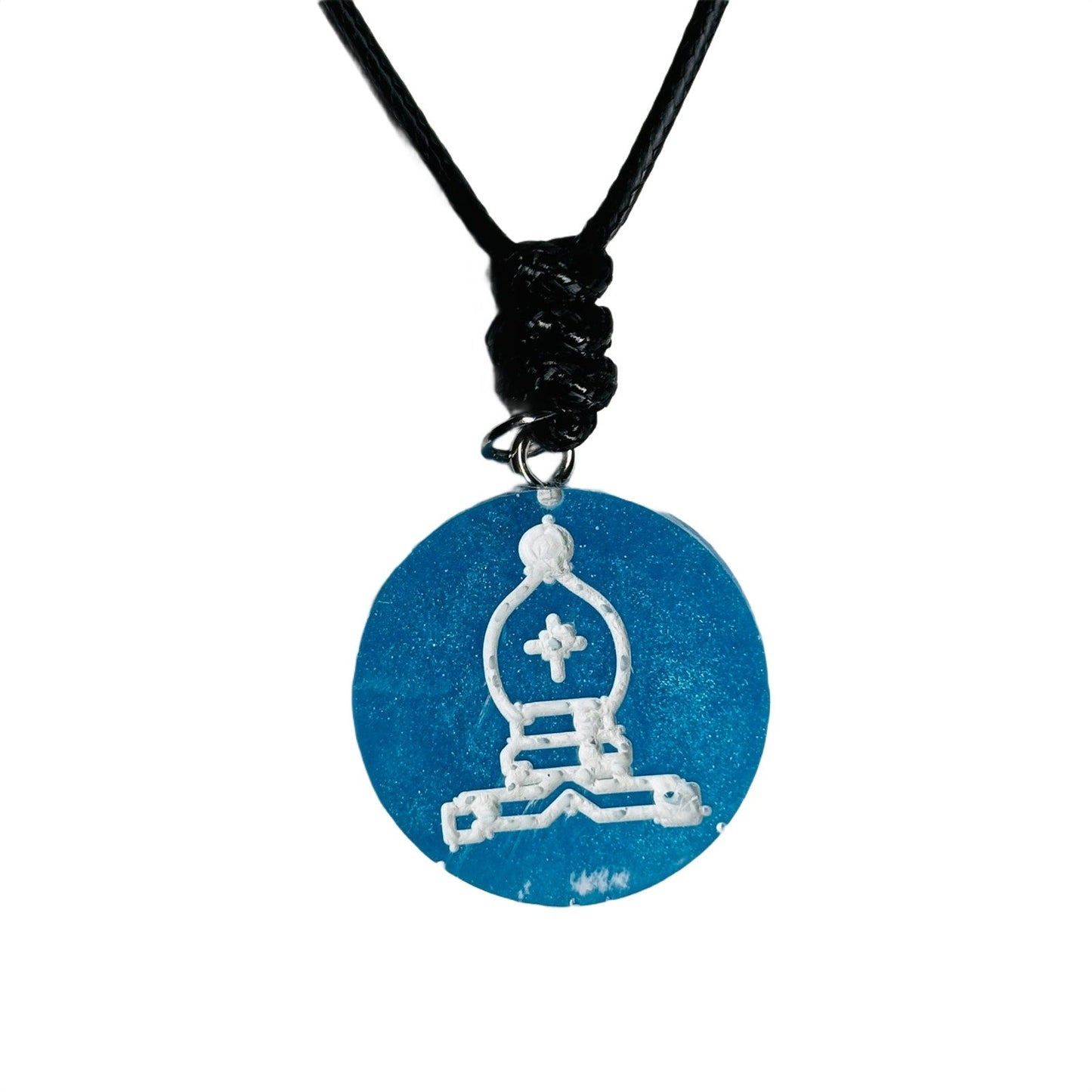 🎁 Blue Bishop - Handmade Resin Chess Necklace (100% off)