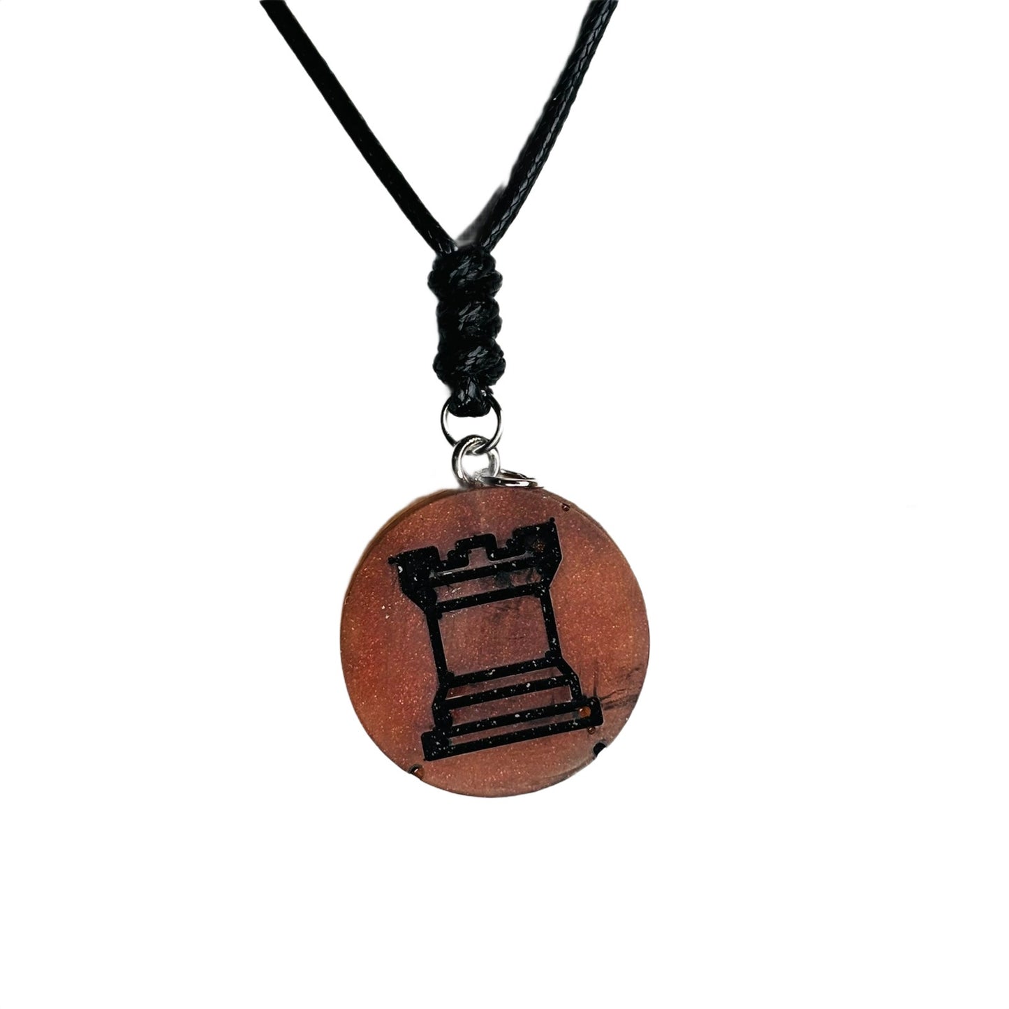 Orange Rook - Handmade Resin Chess Necklace