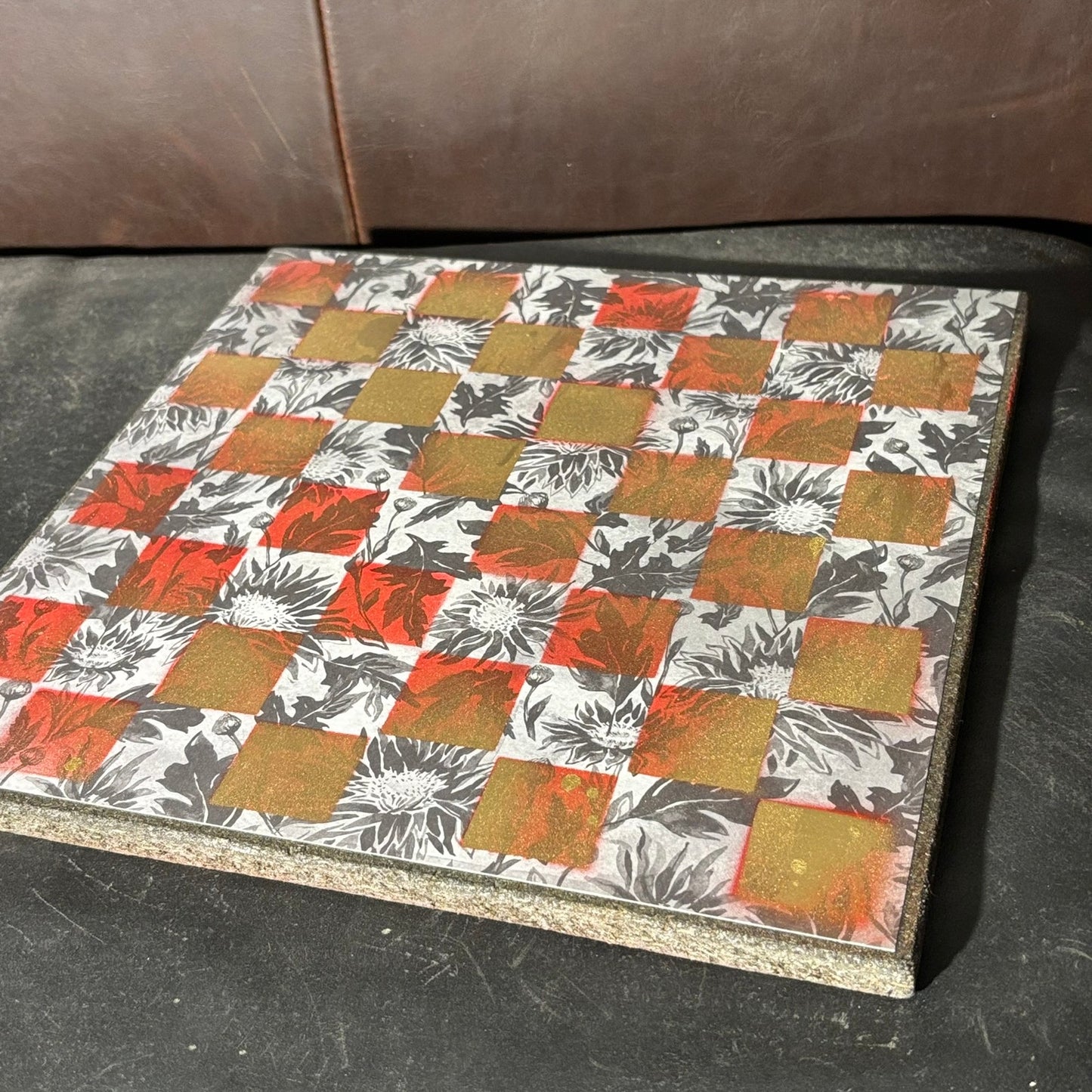 Vintage Golden Red - Scrapbook Chess Board