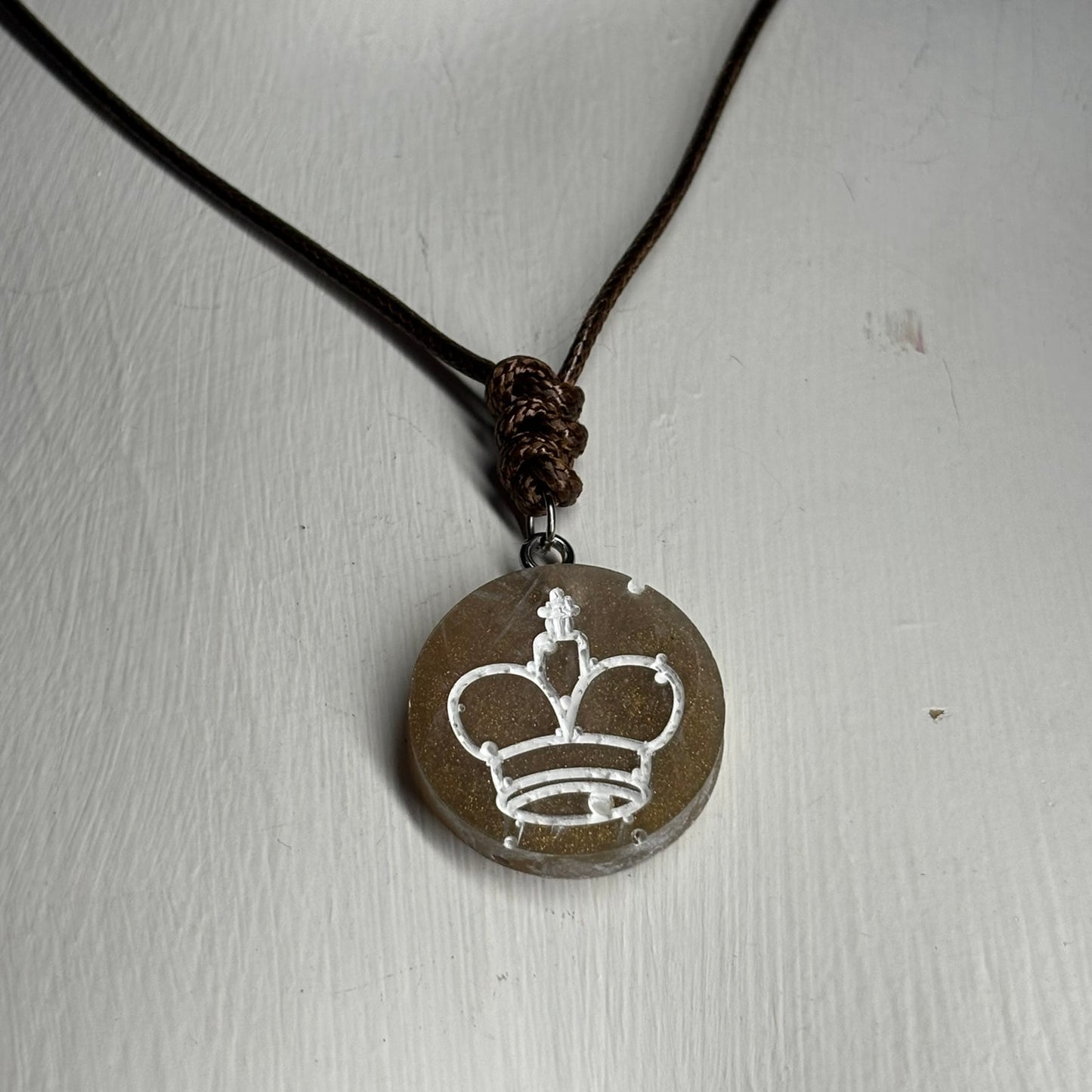 Brown King - Handmade Resin Chess Necklace