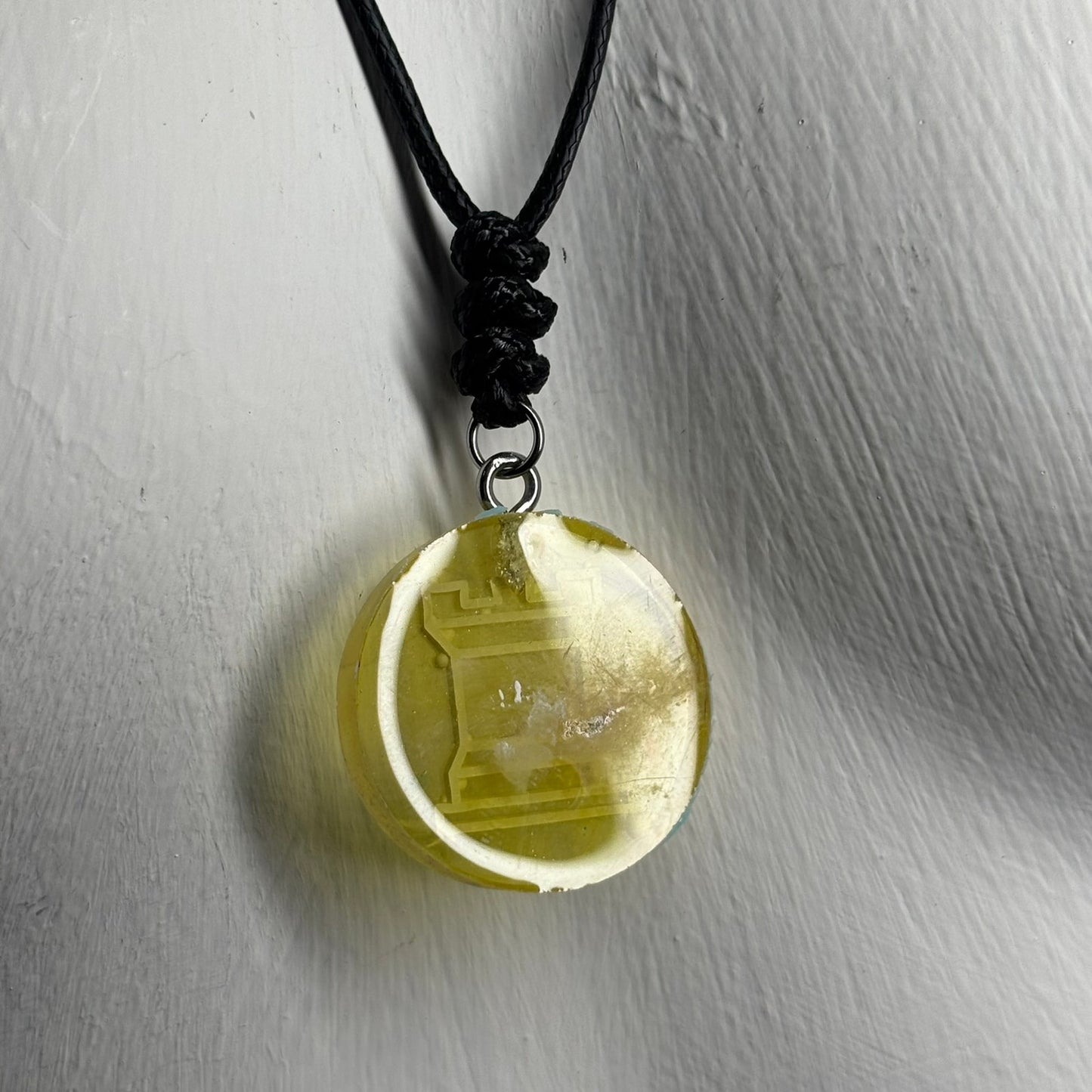 Bright Yellow Rook - Handmade Resin Chess Necklace