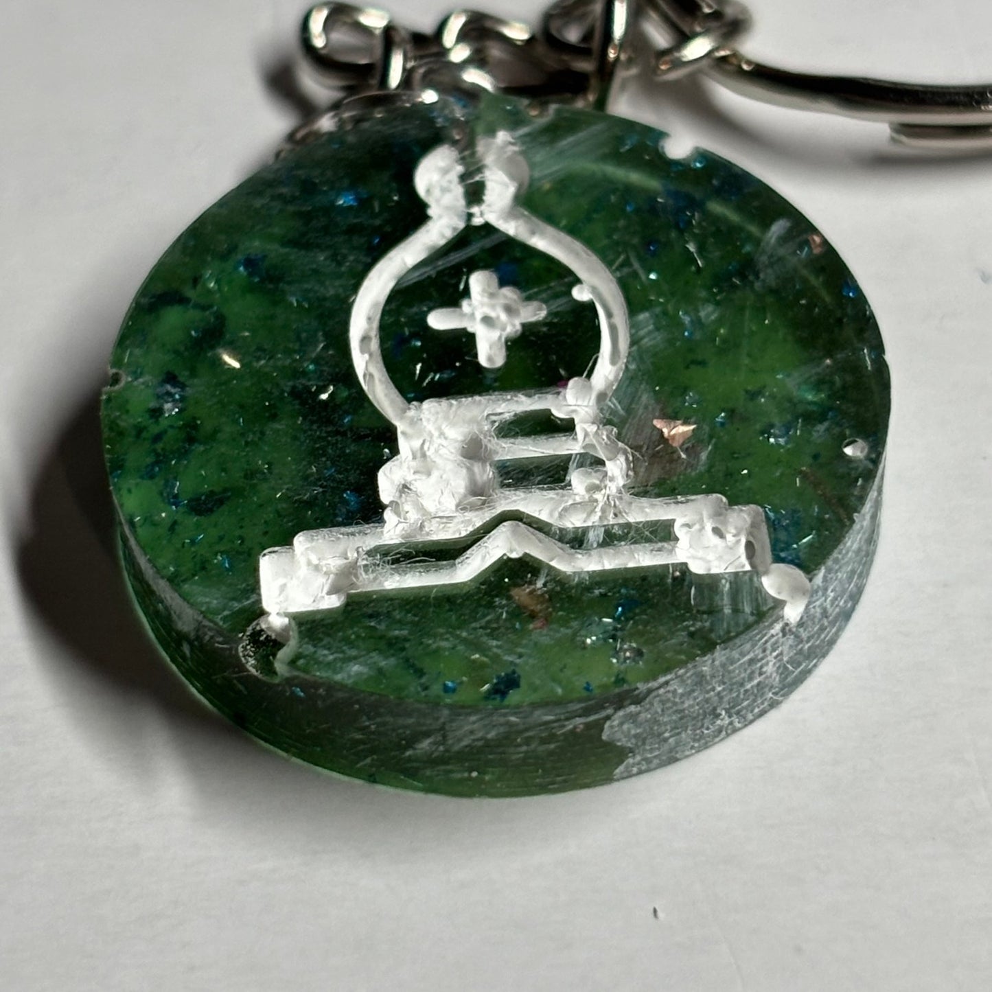 Emerald Green Bishop Handmade Resin Keychain - Flat Edition