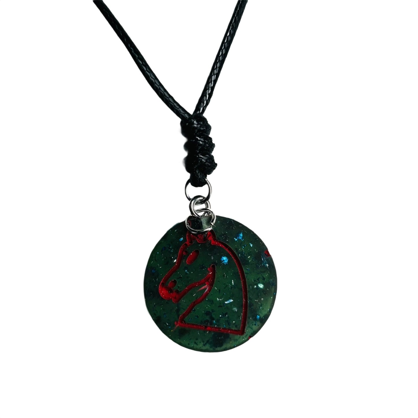 Green Knight - Handmade Resin Chess Necklace