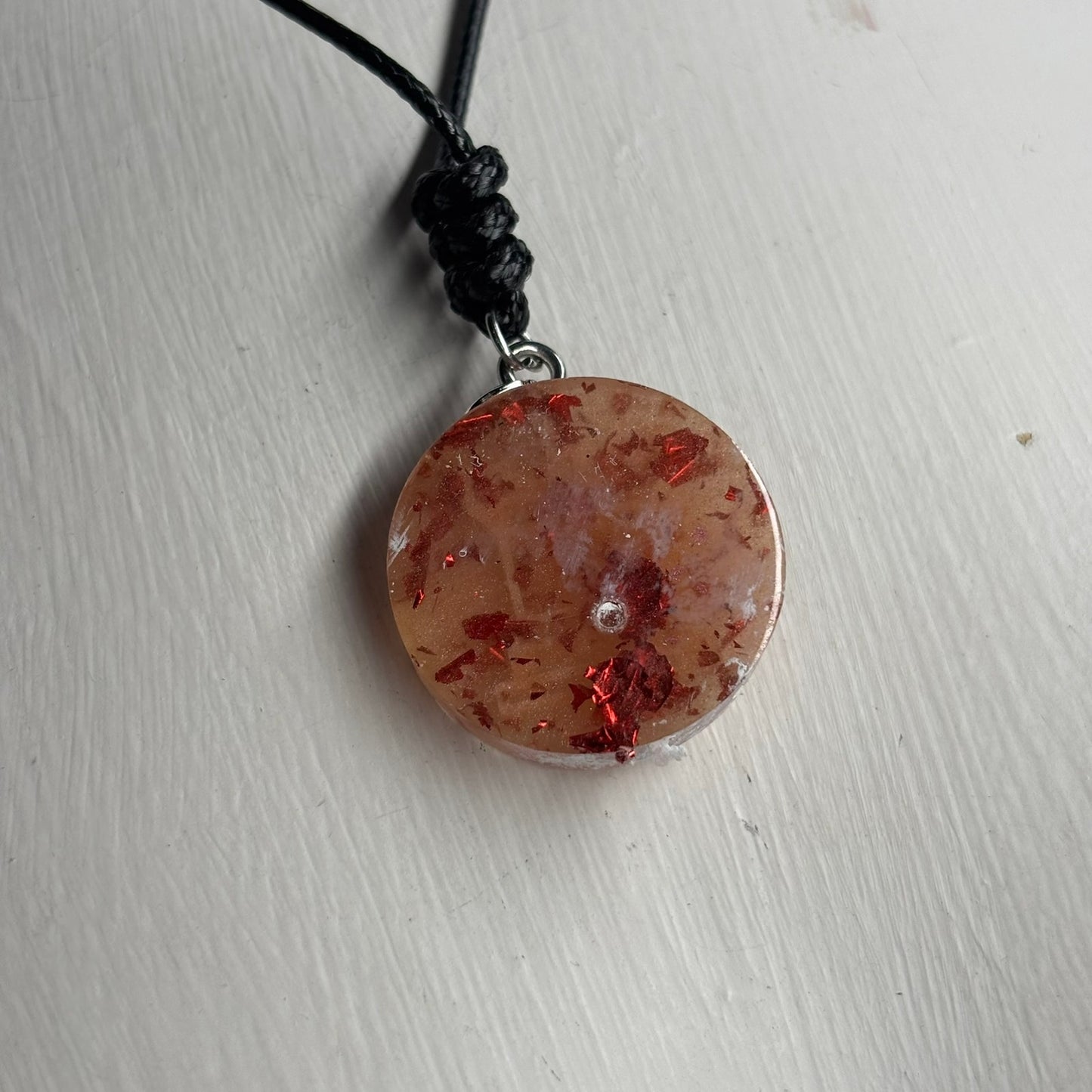 Orange Crystal Rook - Handmade Resin Chess Necklace