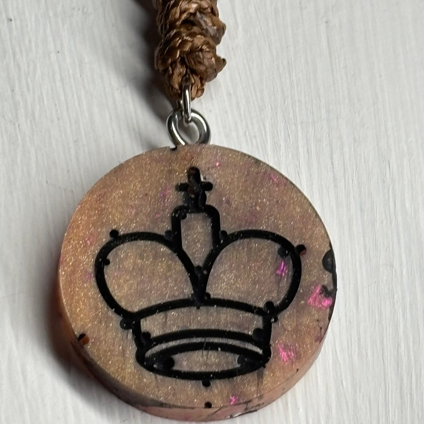 Beautiful Brown King - Handmade Resin Chess Necklace